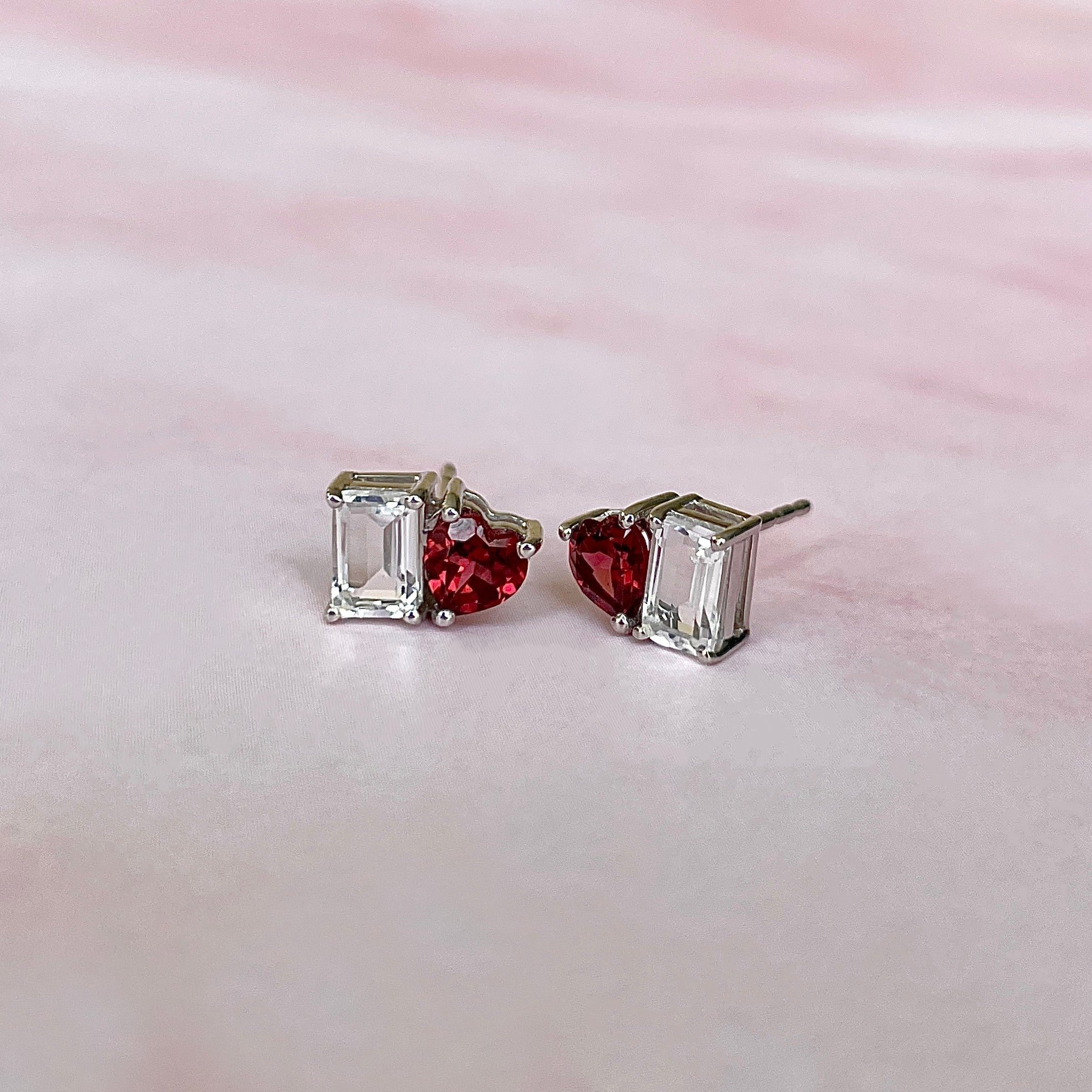 Garnet & White Topaz Earring-(GAR-SE-1798.)