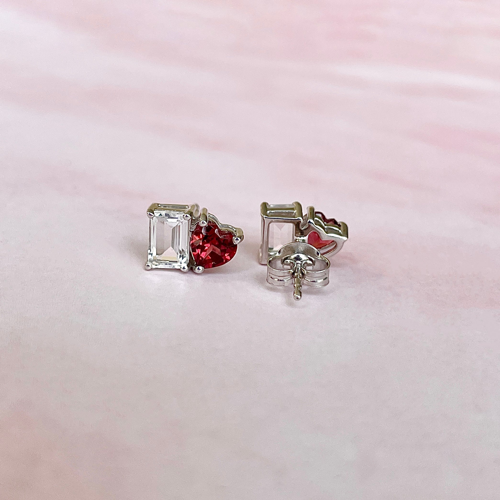 Garnet & White Topaz Earring-(GAR-SE-1798.)