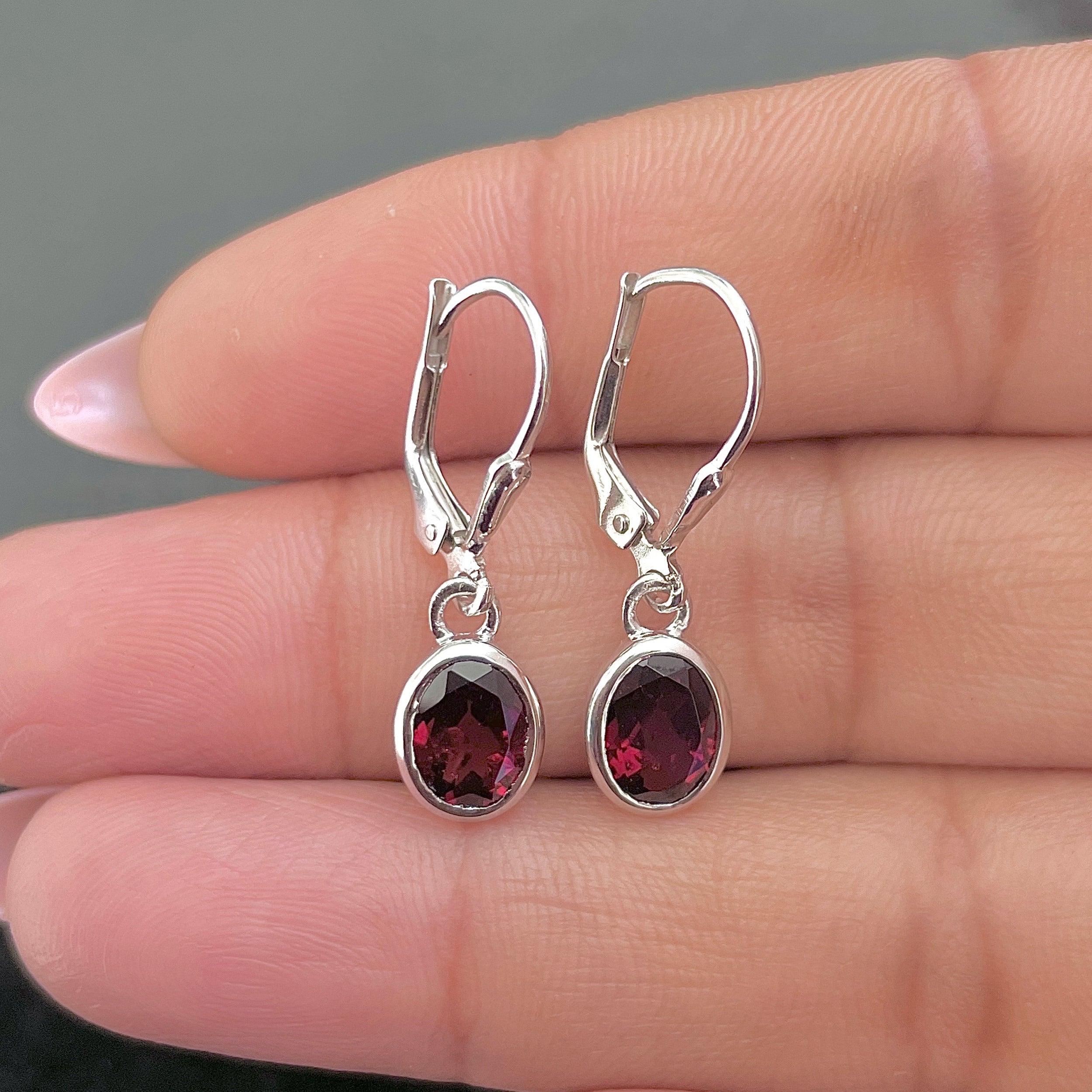 Garnet Leverback Earring-(GAR-SE-547.)