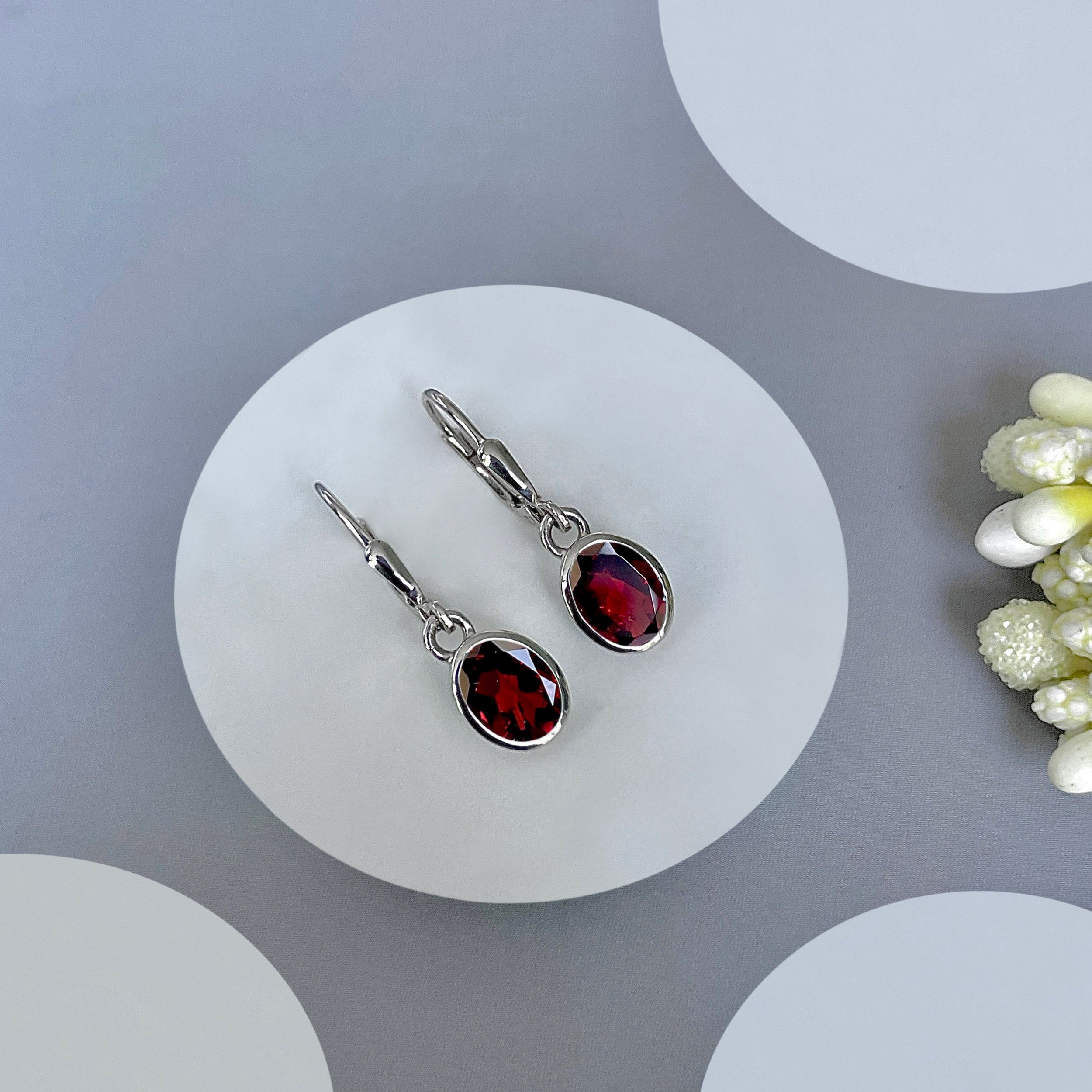 Garnet Leverback Earring-(GAR-SE-547.)