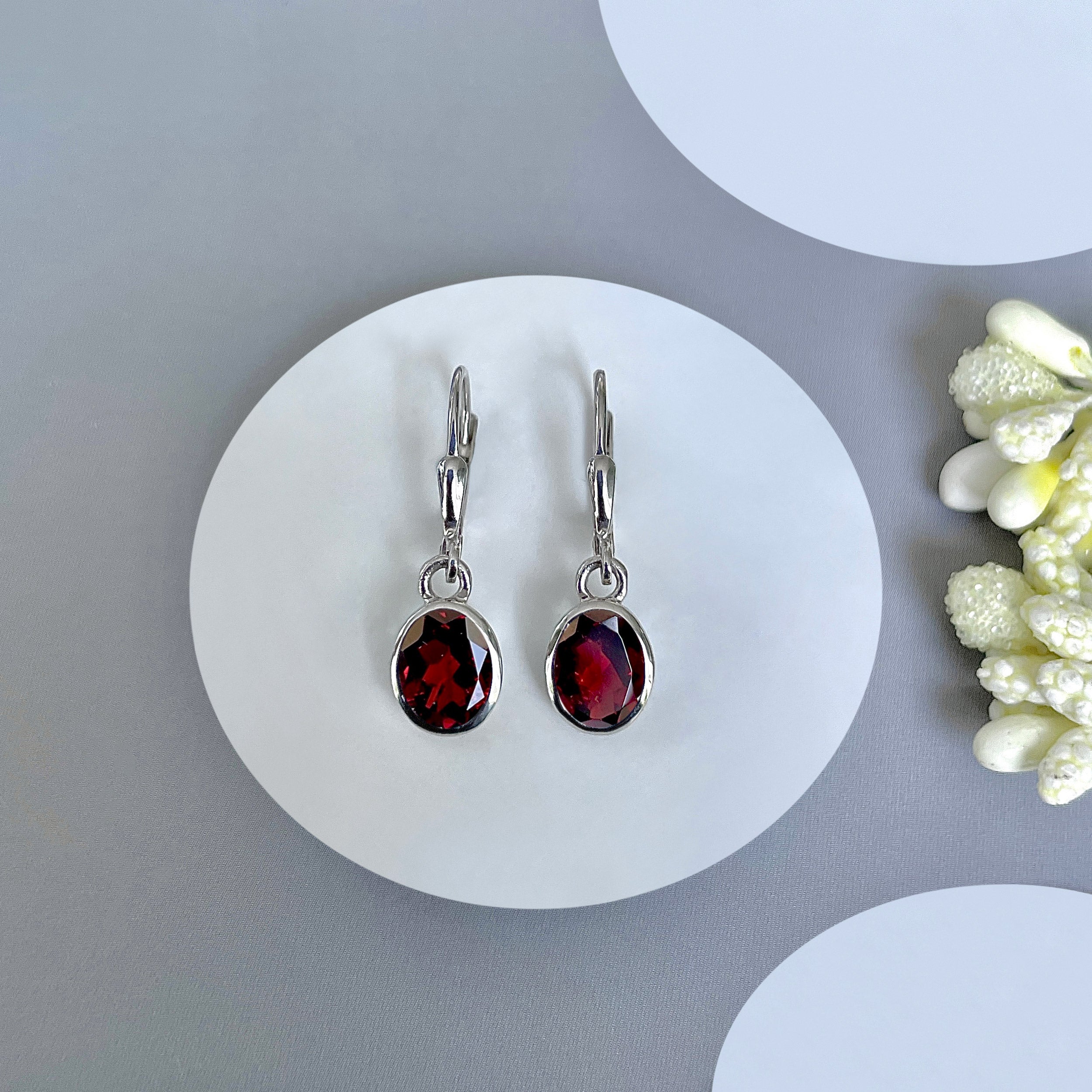 Garnet Leverback Earring-(GAR-SE-547.)