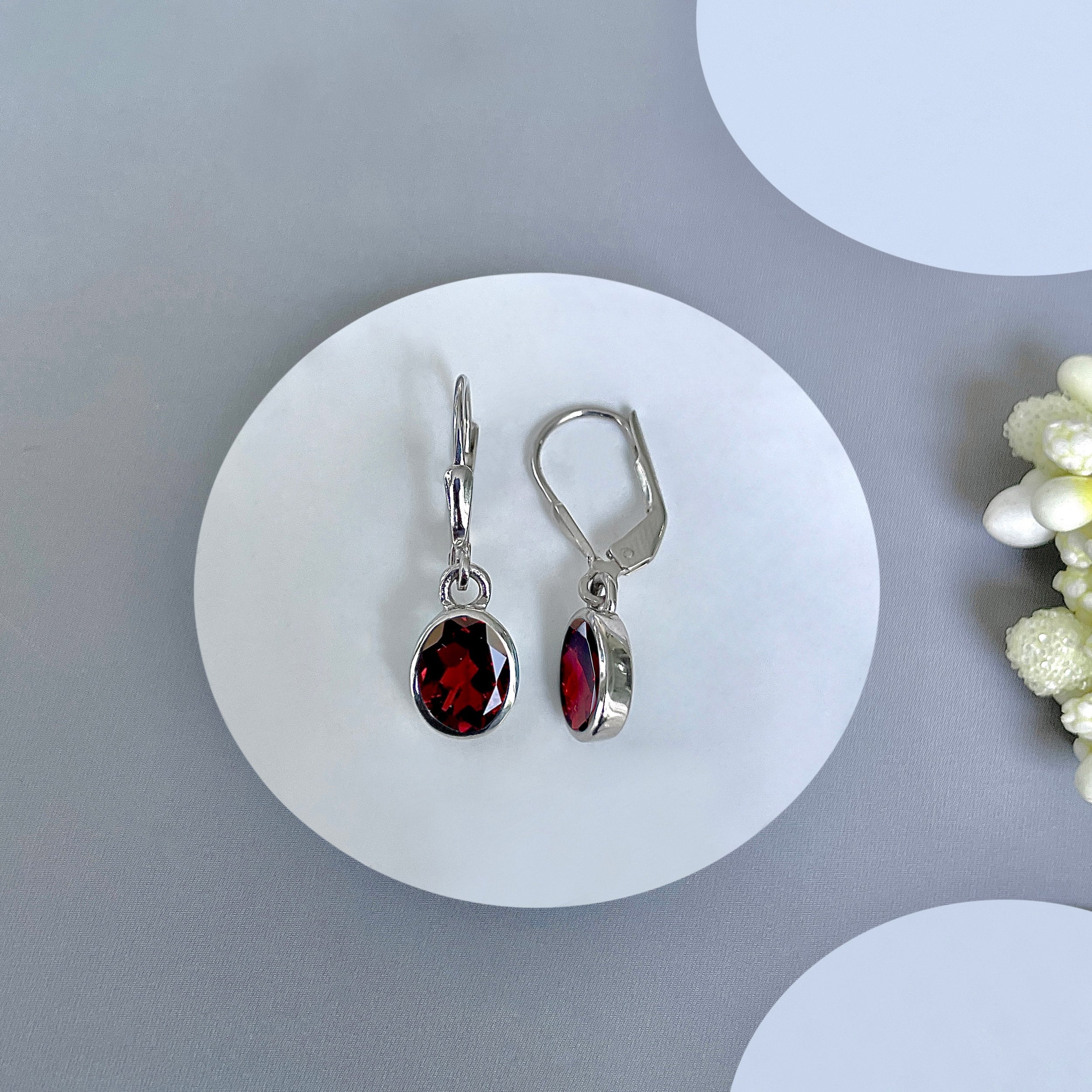 Garnet Leverback Earring-(GAR-SE-547.)