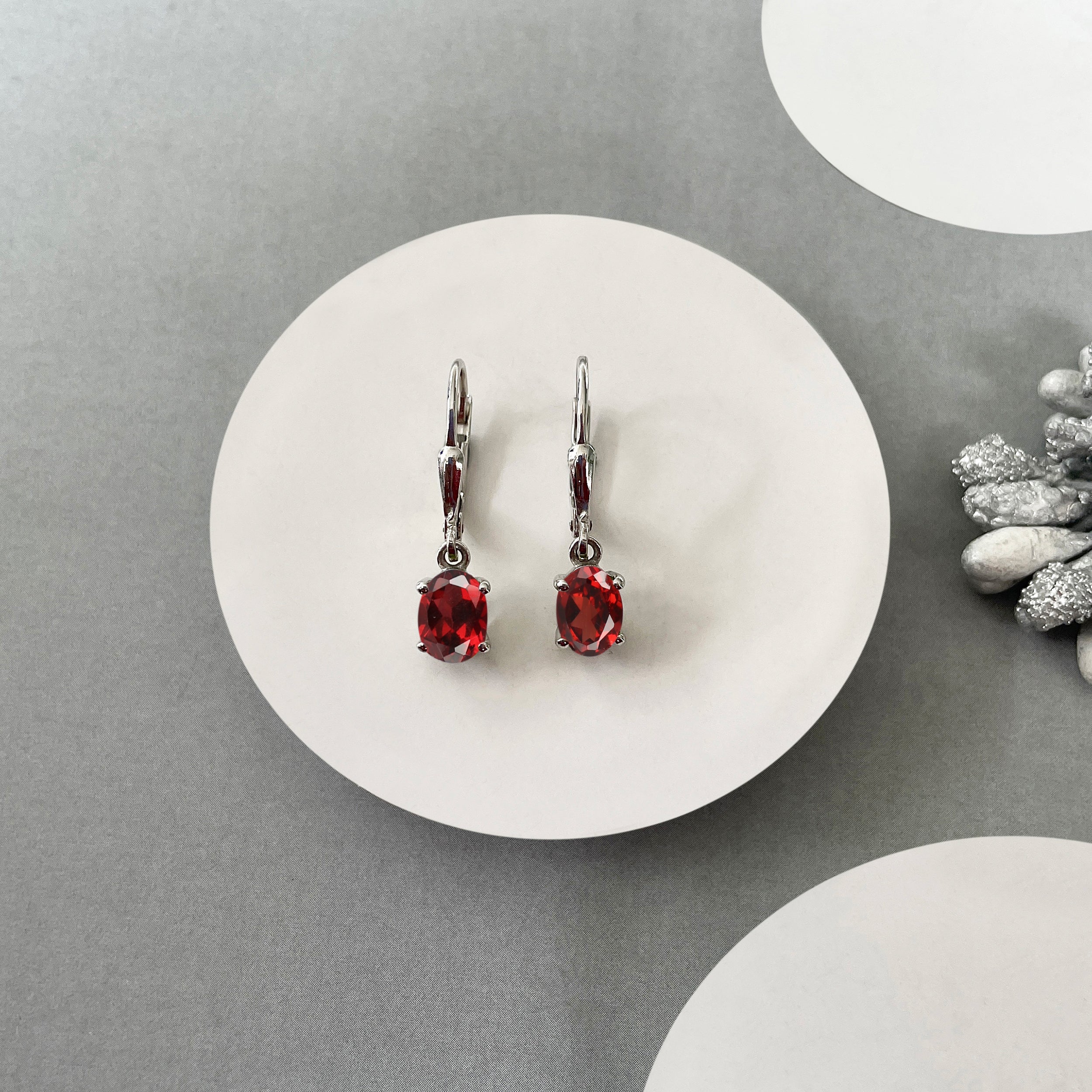 Garnet Leverback Earring-(GAR-SE-670.)
