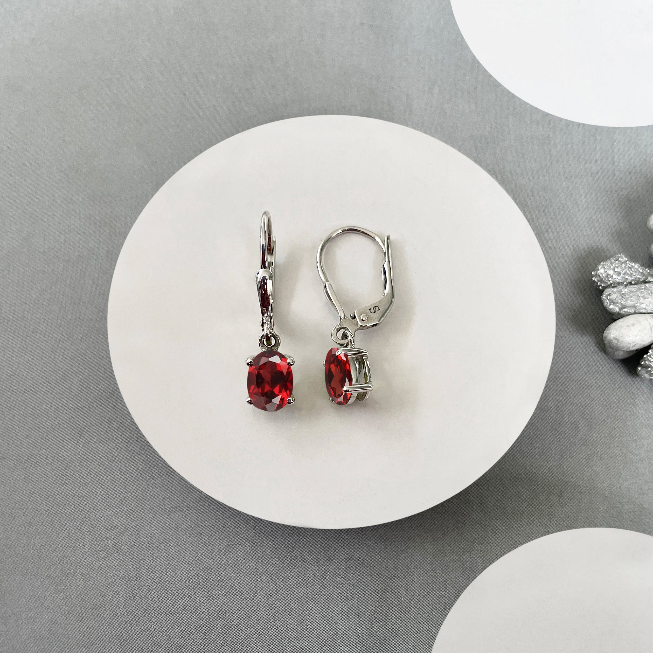 Garnet Leverback Earring-(GAR-SE-670.)