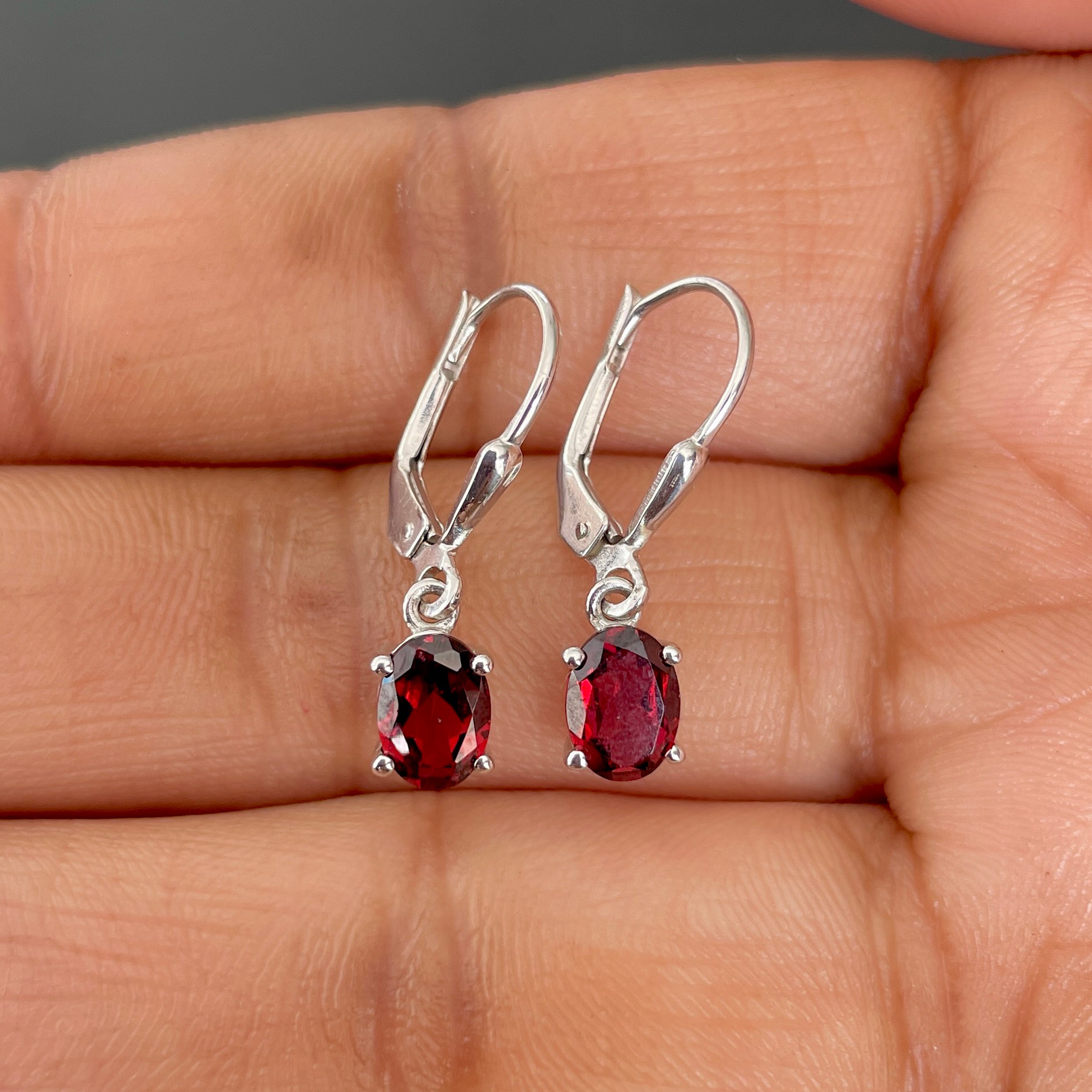 Garnet Leverback Earring-(GAR-SE-670.)