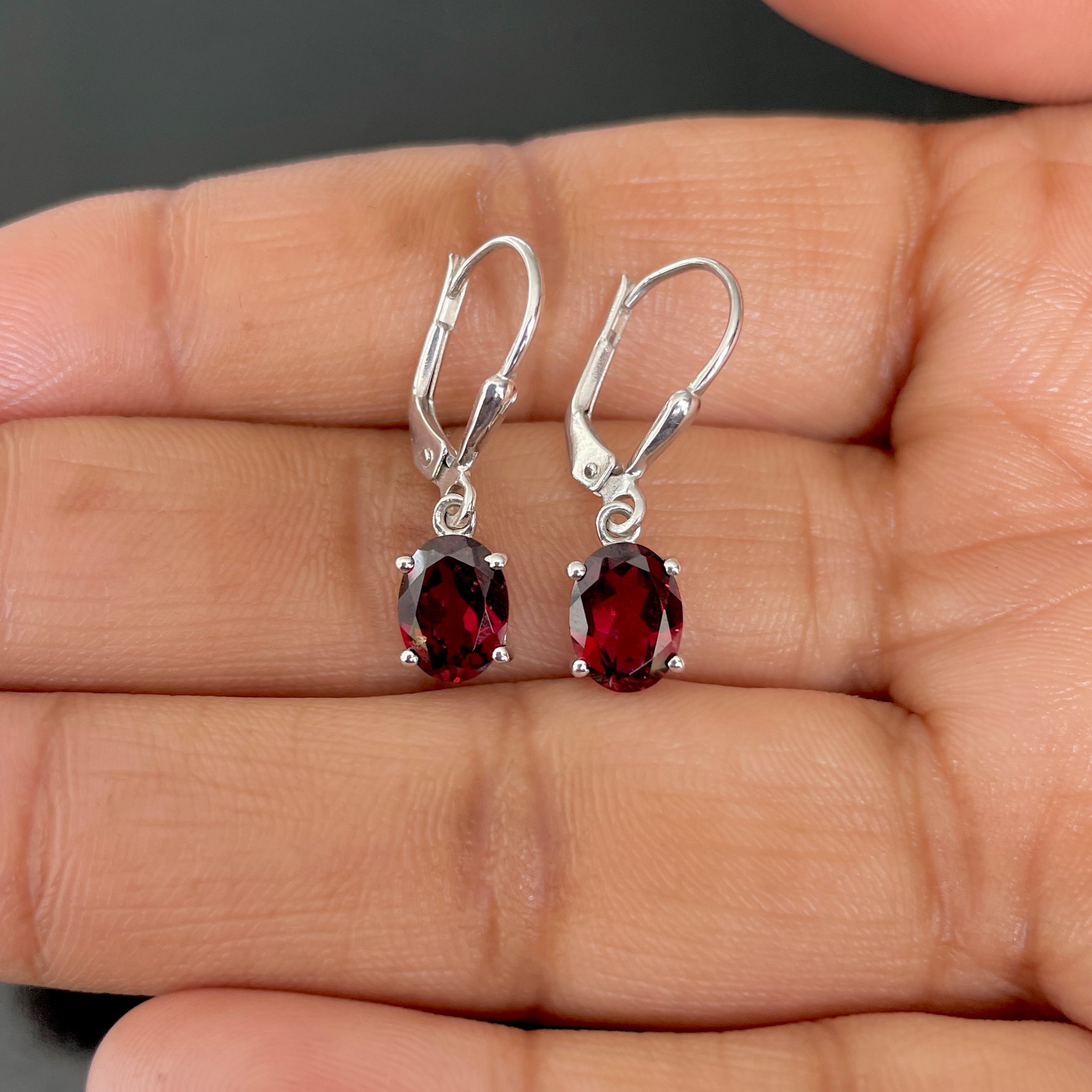 Garnet Leverback Earrings-(GAR-SE-673.)