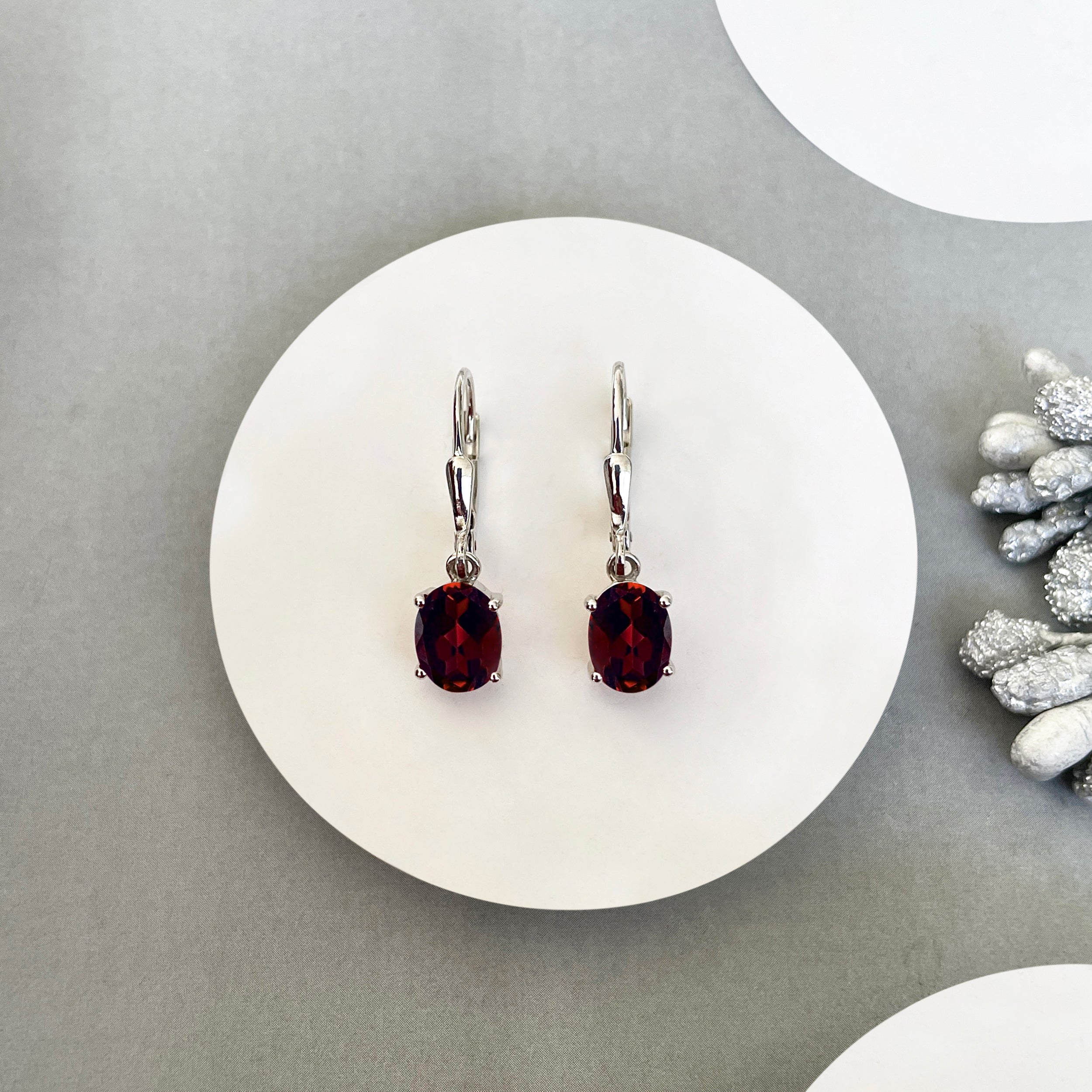 Garnet Leverback Earring-(GAR-SE-673.)