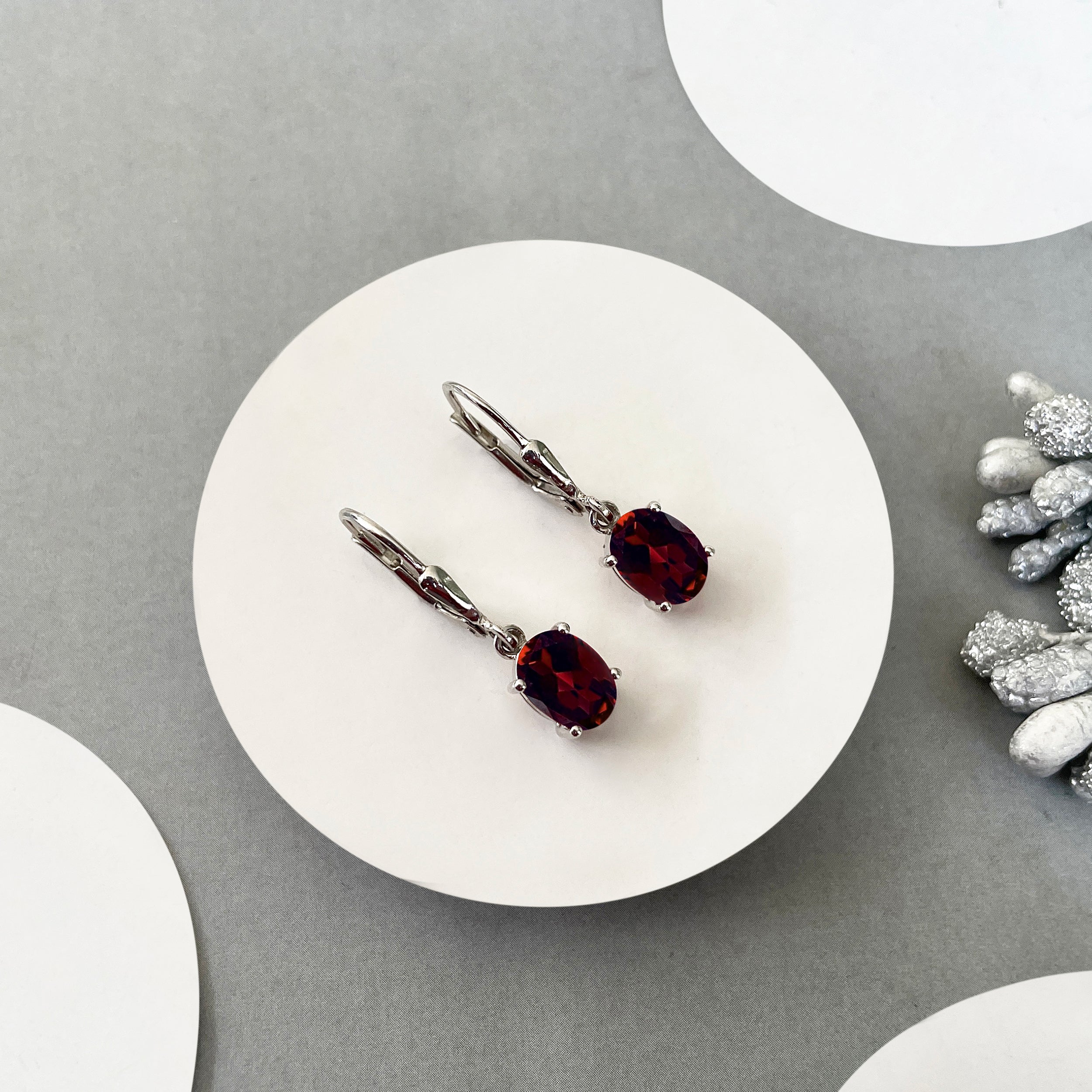 Garnet Leverback Earring-(GAR-SE-673.)