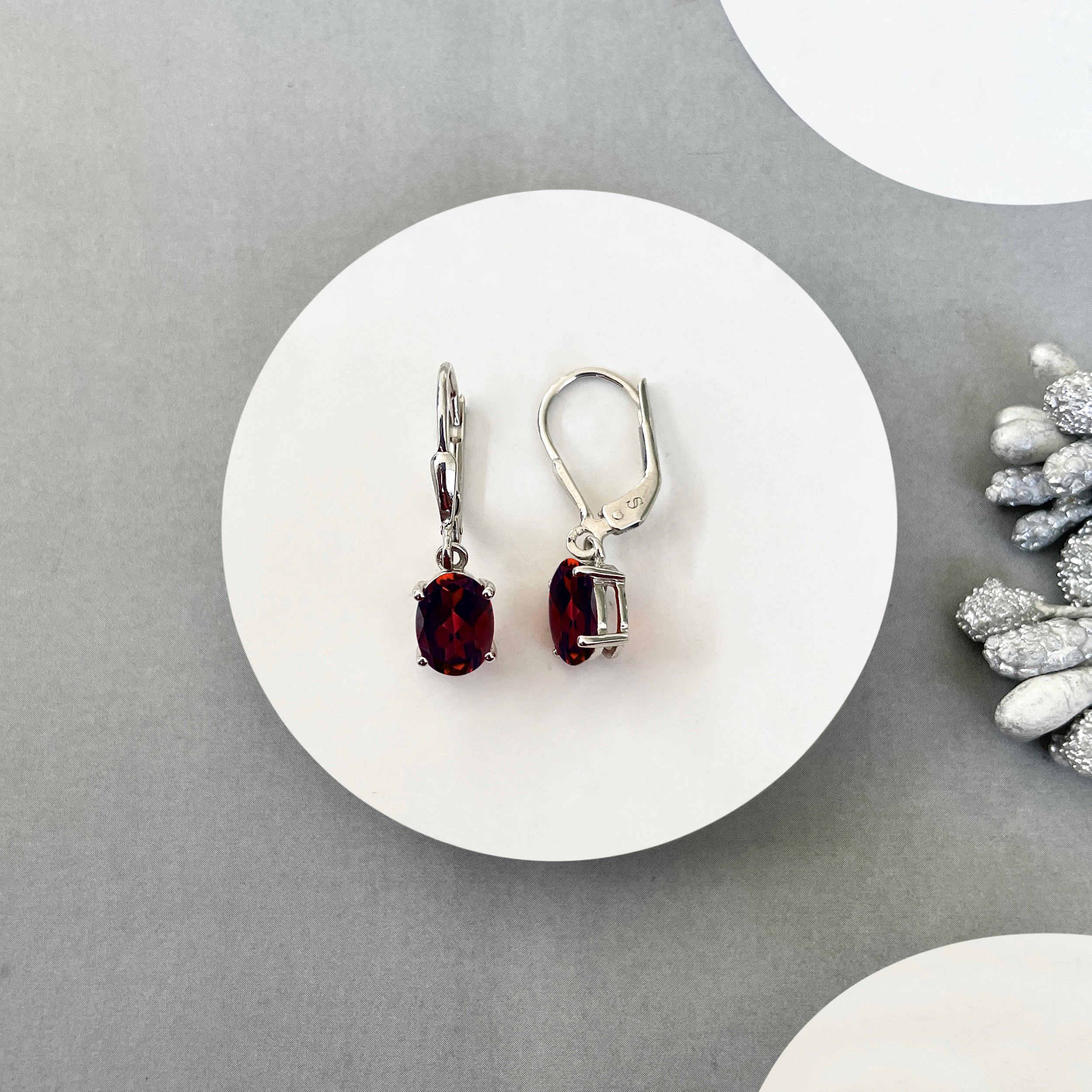 Garnet Leverback Earring-(GAR-SE-673.)