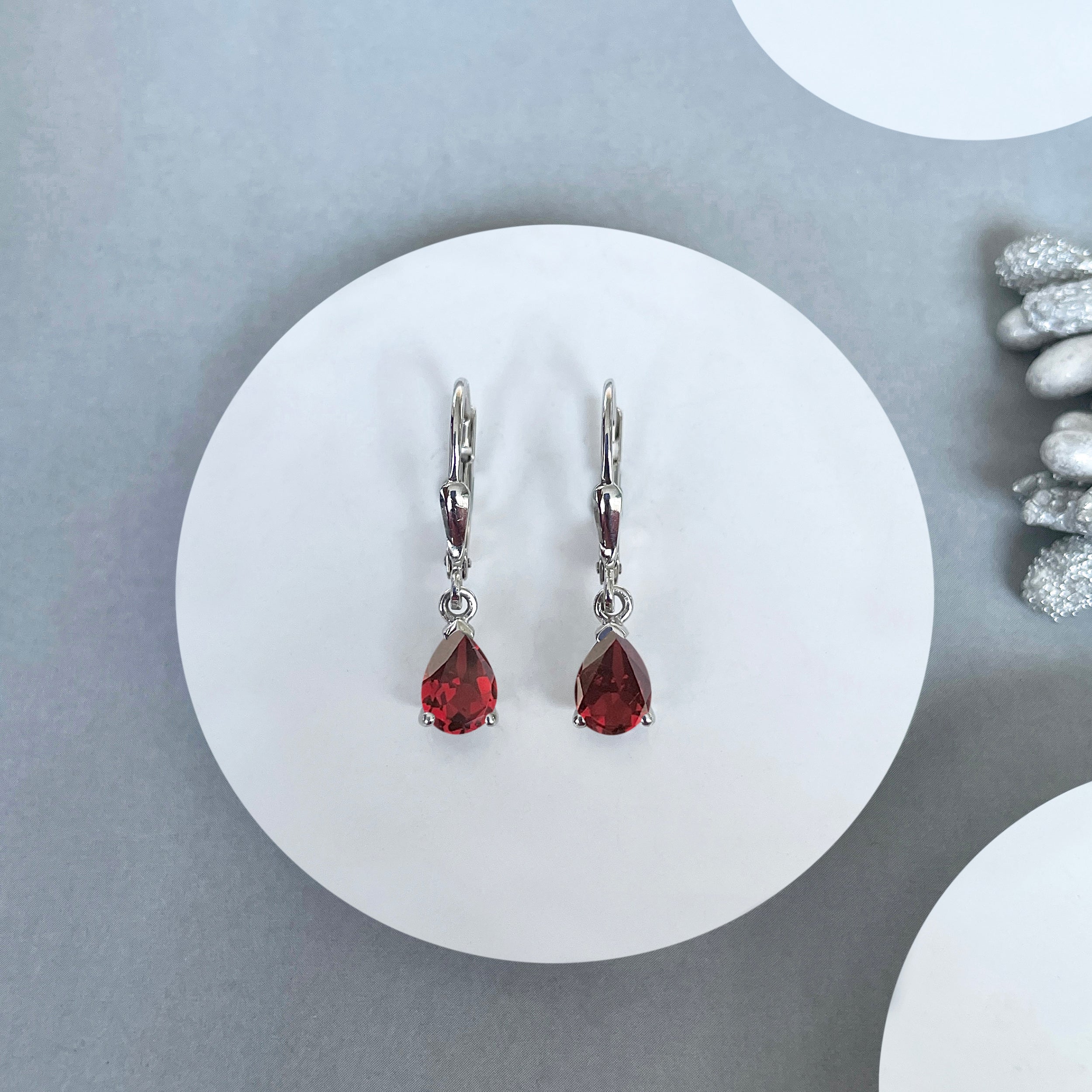 Garnet Leverback Earring-(GAR-SE-676.)