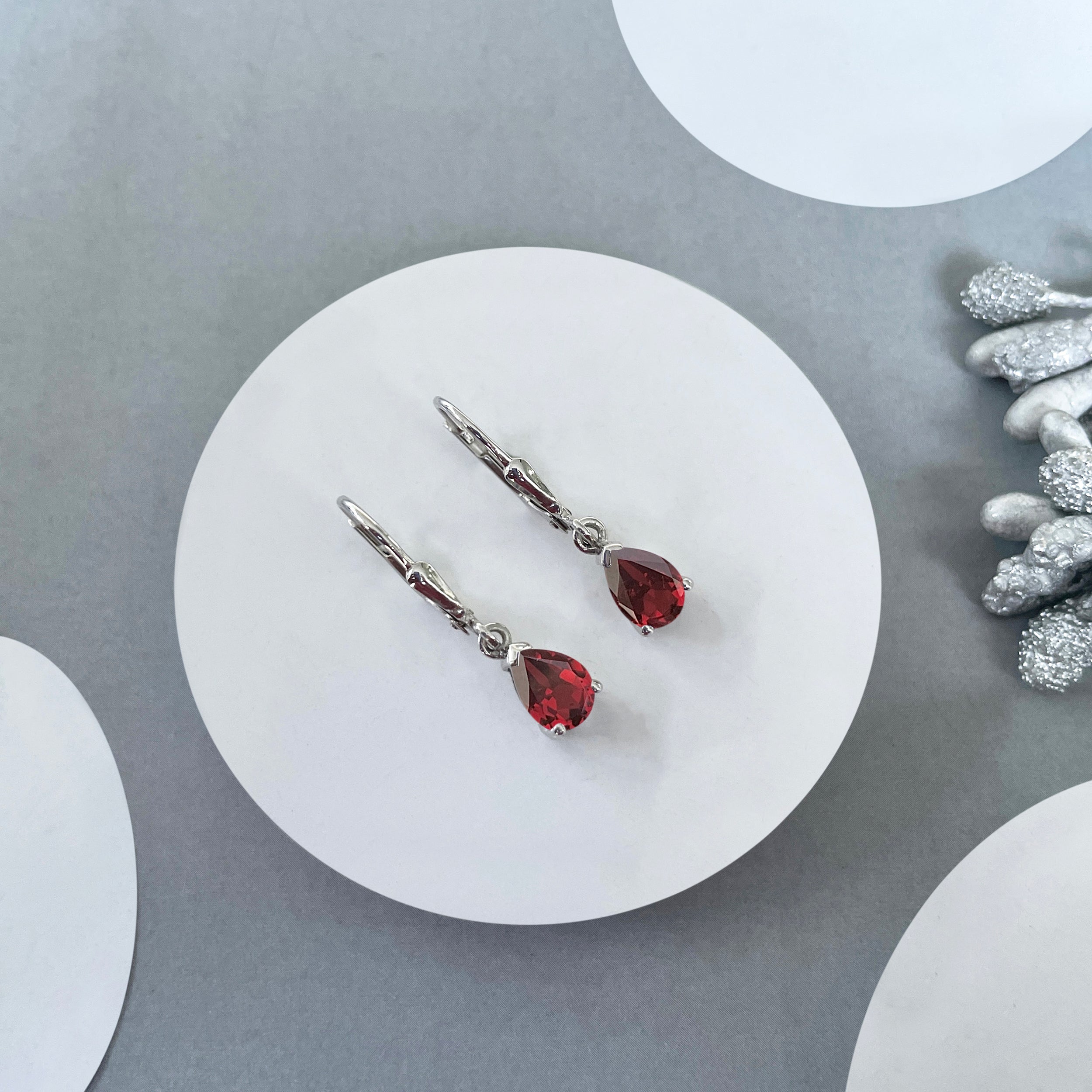 Garnet Leverback Earring-(GAR-SE-676.)