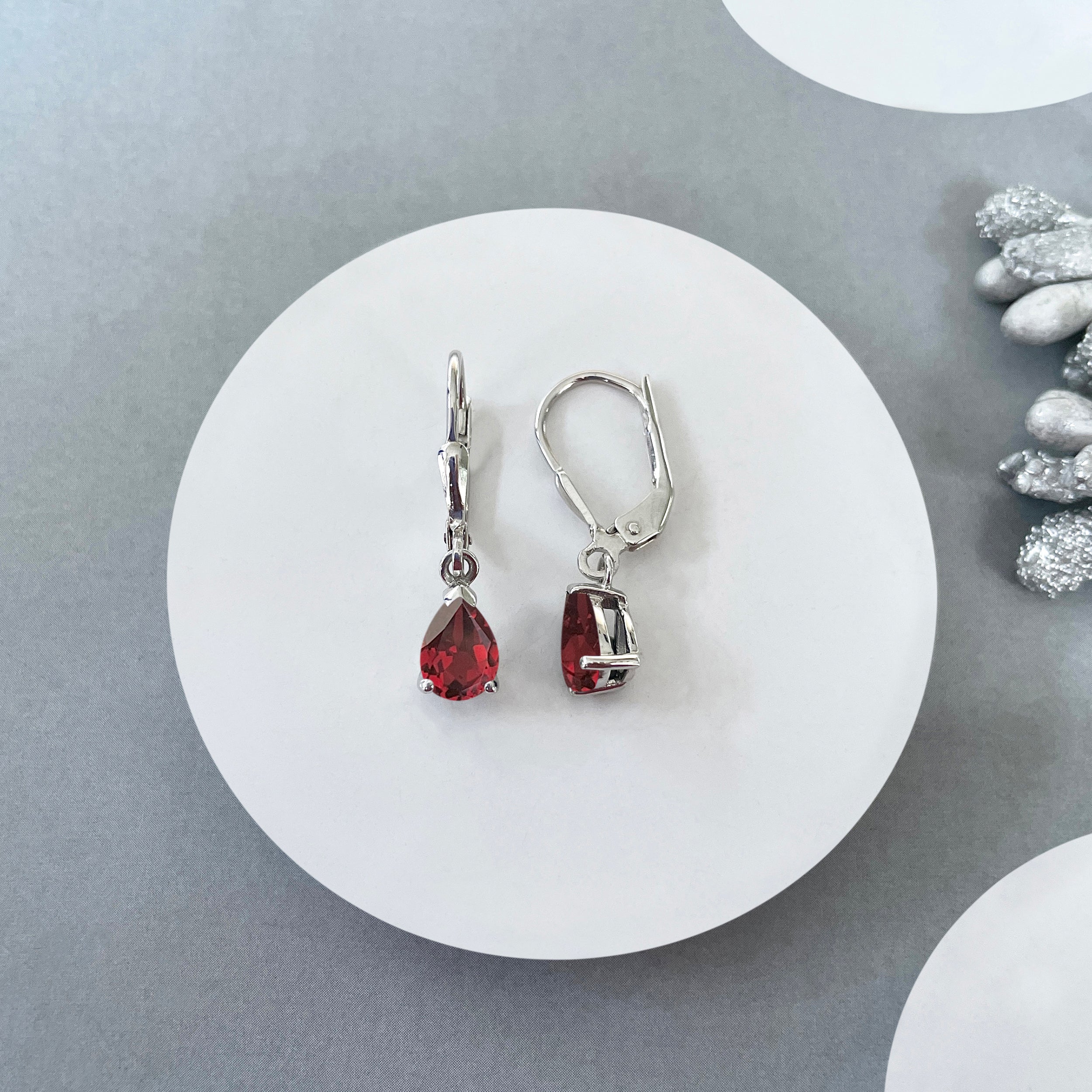 Garnet Leverback Earring-(GAR-SE-676.)