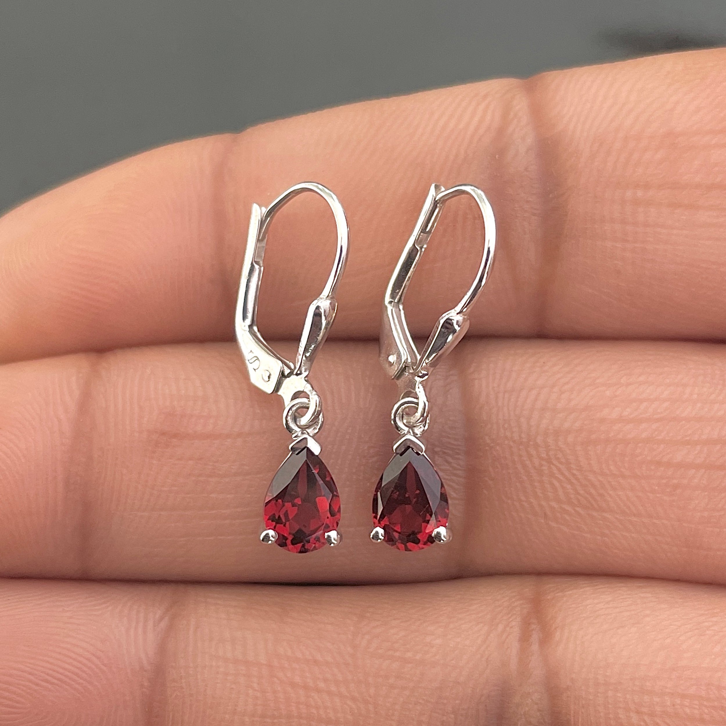 Garnet Leverback Earring-(GAR-SE-676.)