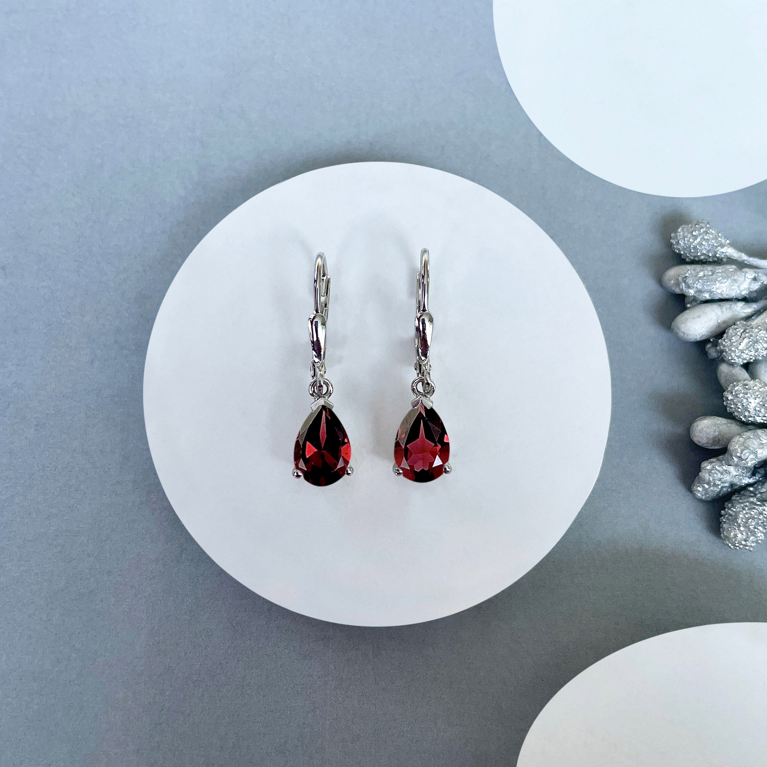 Garnet Leverback Earring-(GAR-SE-677.)