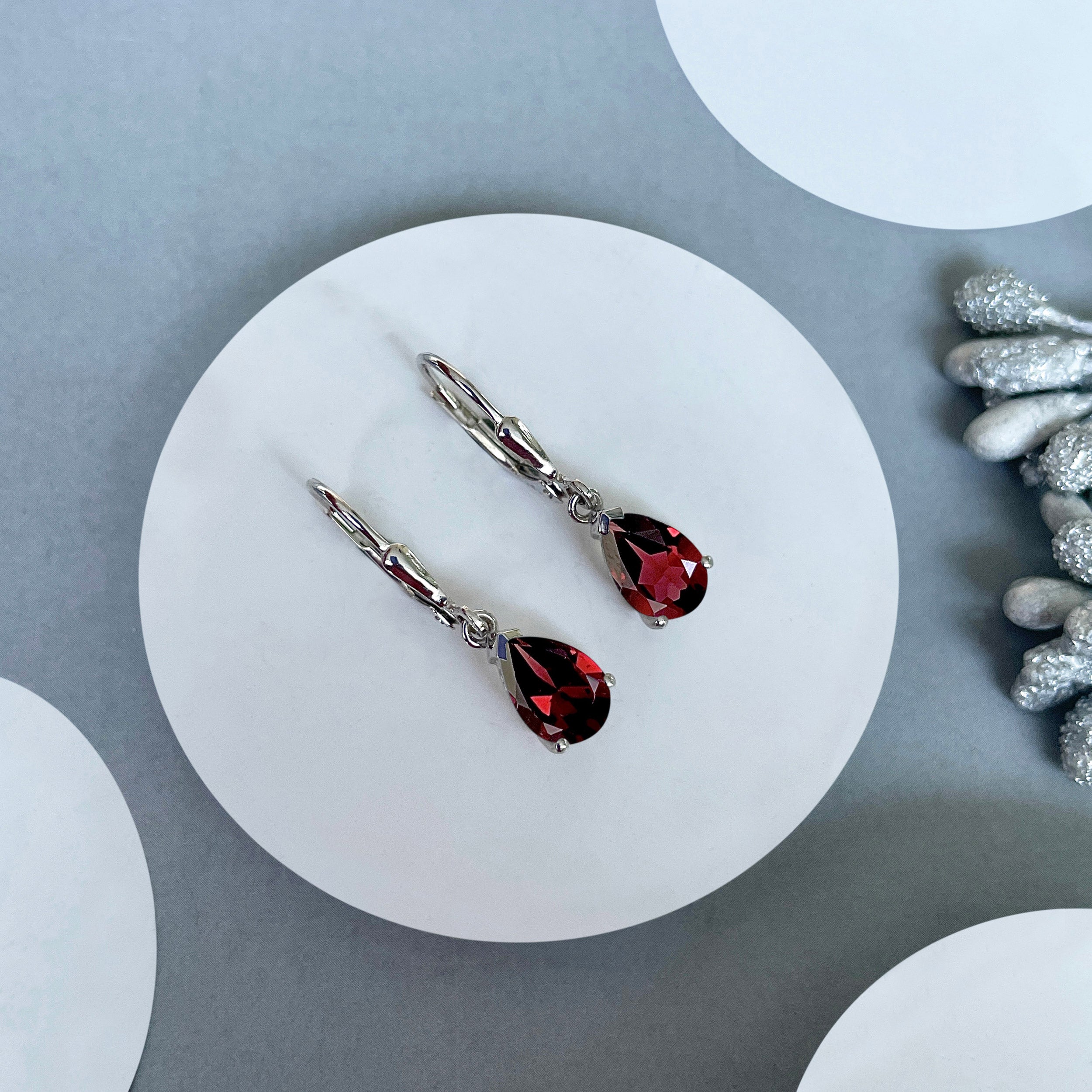 Garnet Leverback Earring-(GAR-SE-677.)