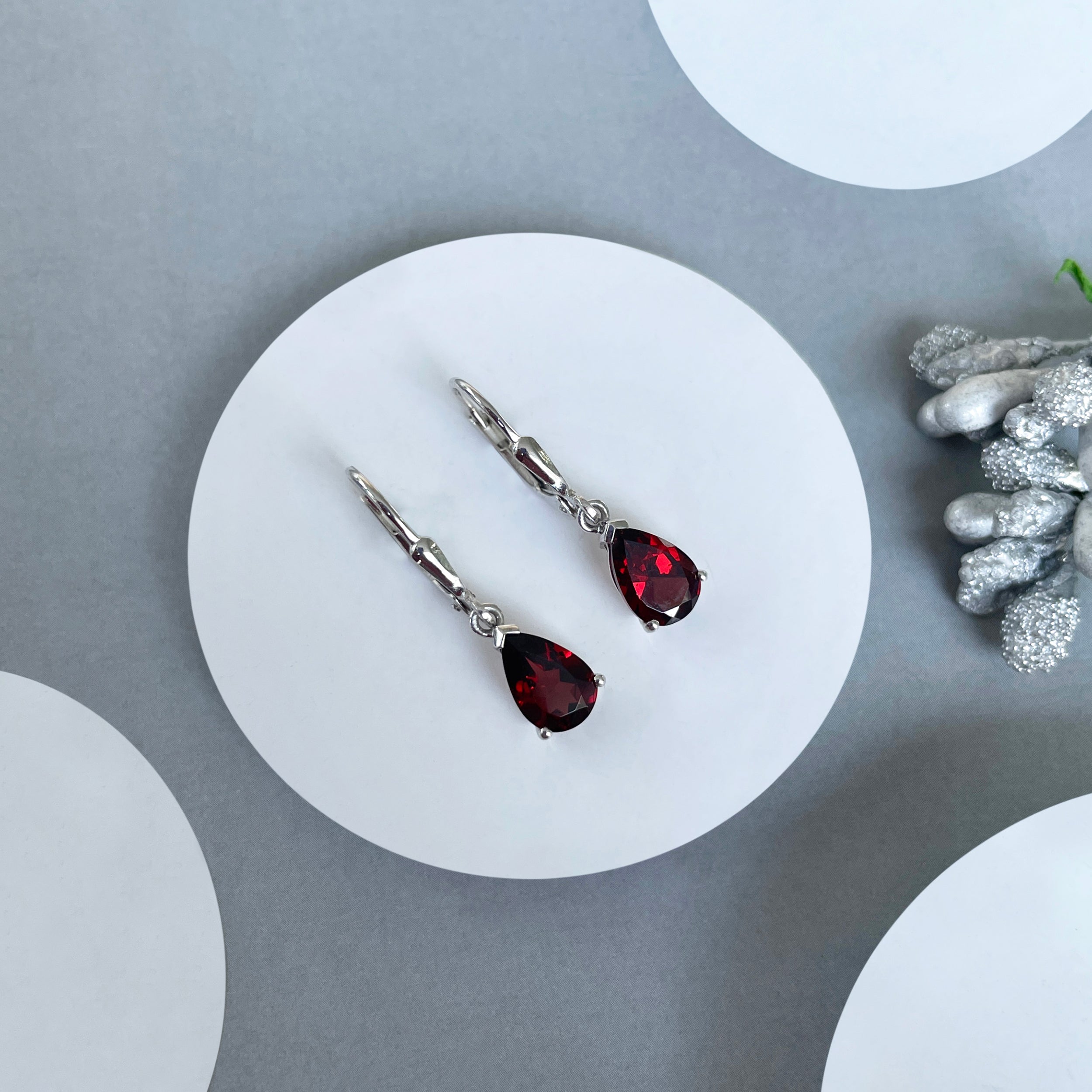 Garnet Leverback Earring-(GAR-SE-677.)