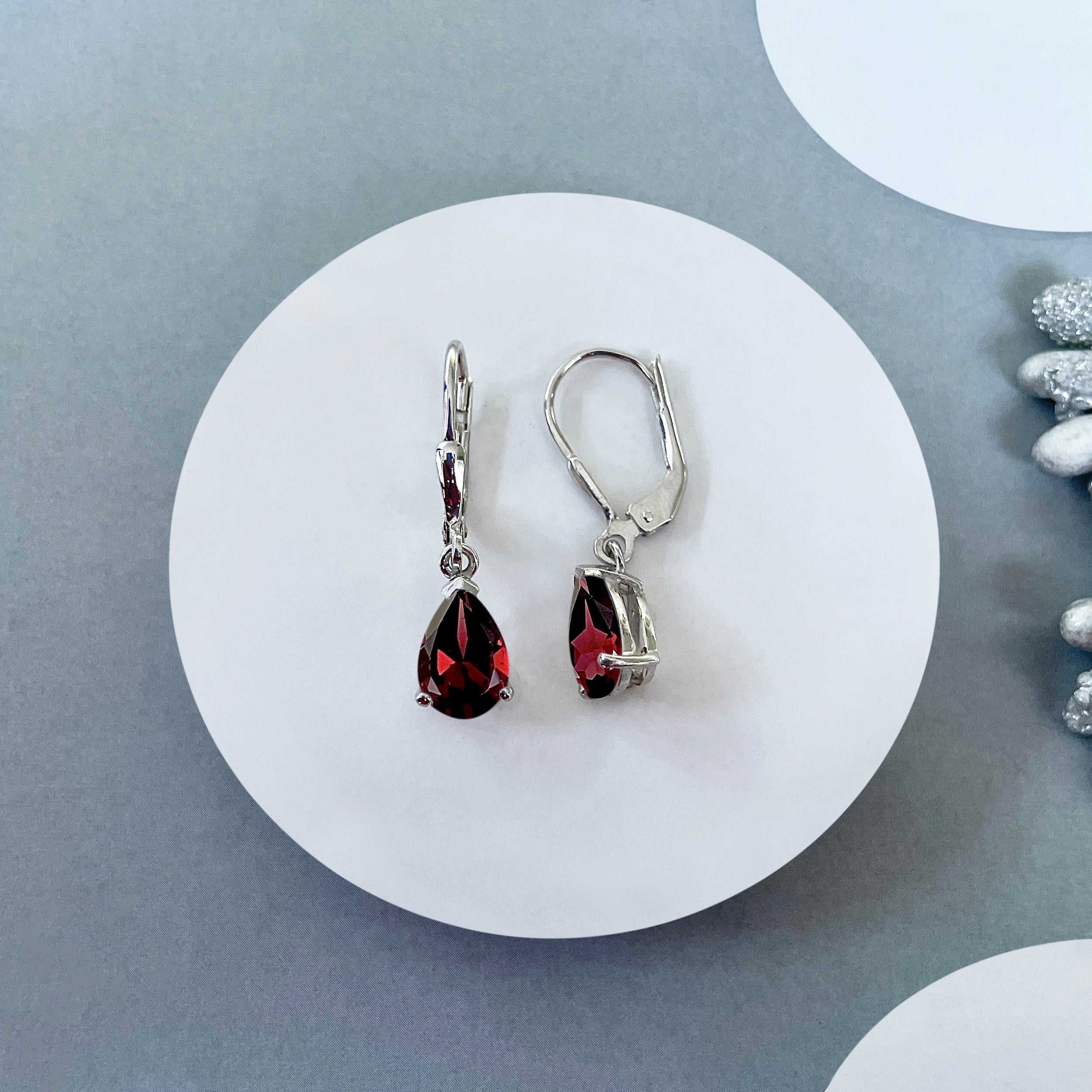 Garnet Leverback Earring-(GAR-SE-677.)