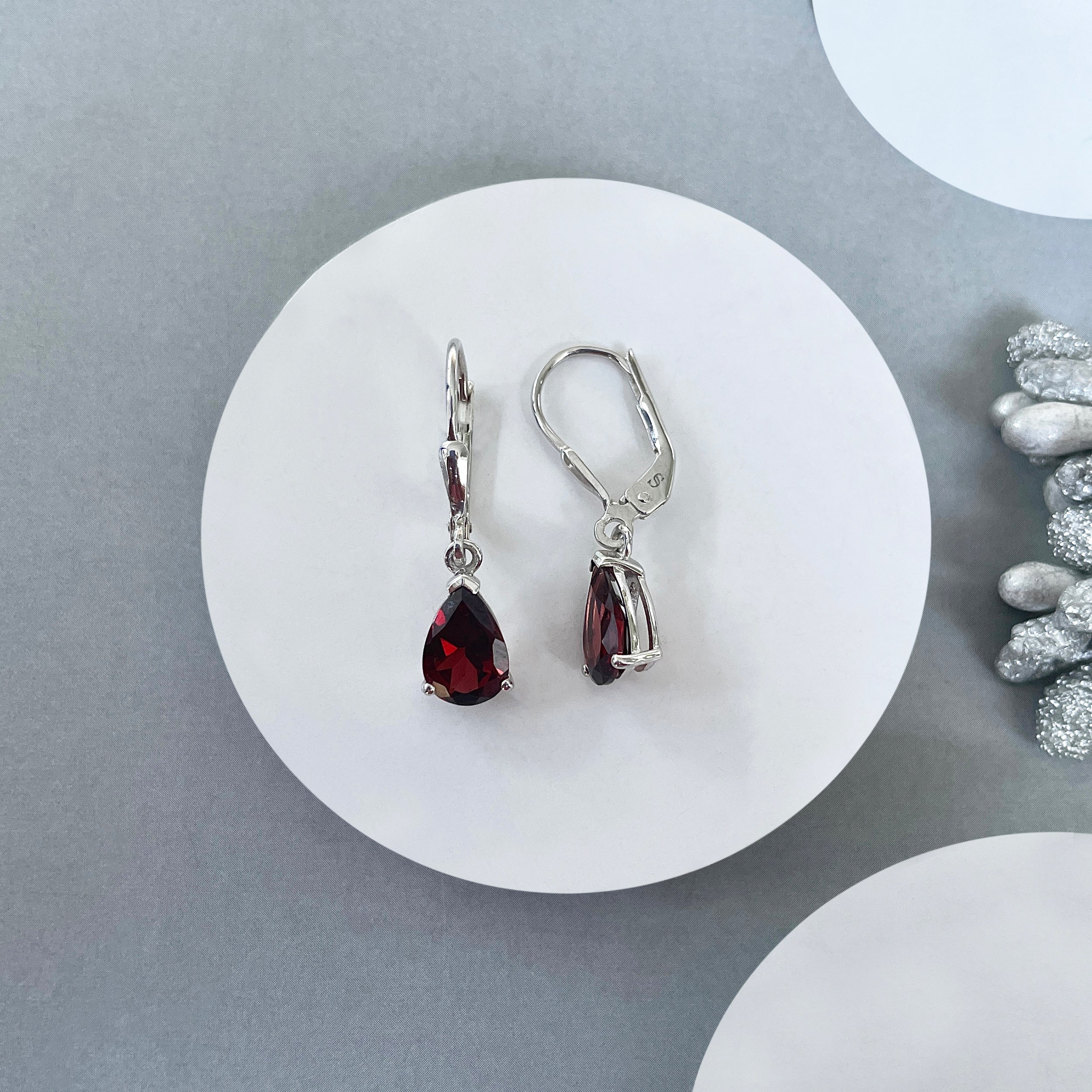 Garnet Leverback Earring-(GAR-SE-677.)