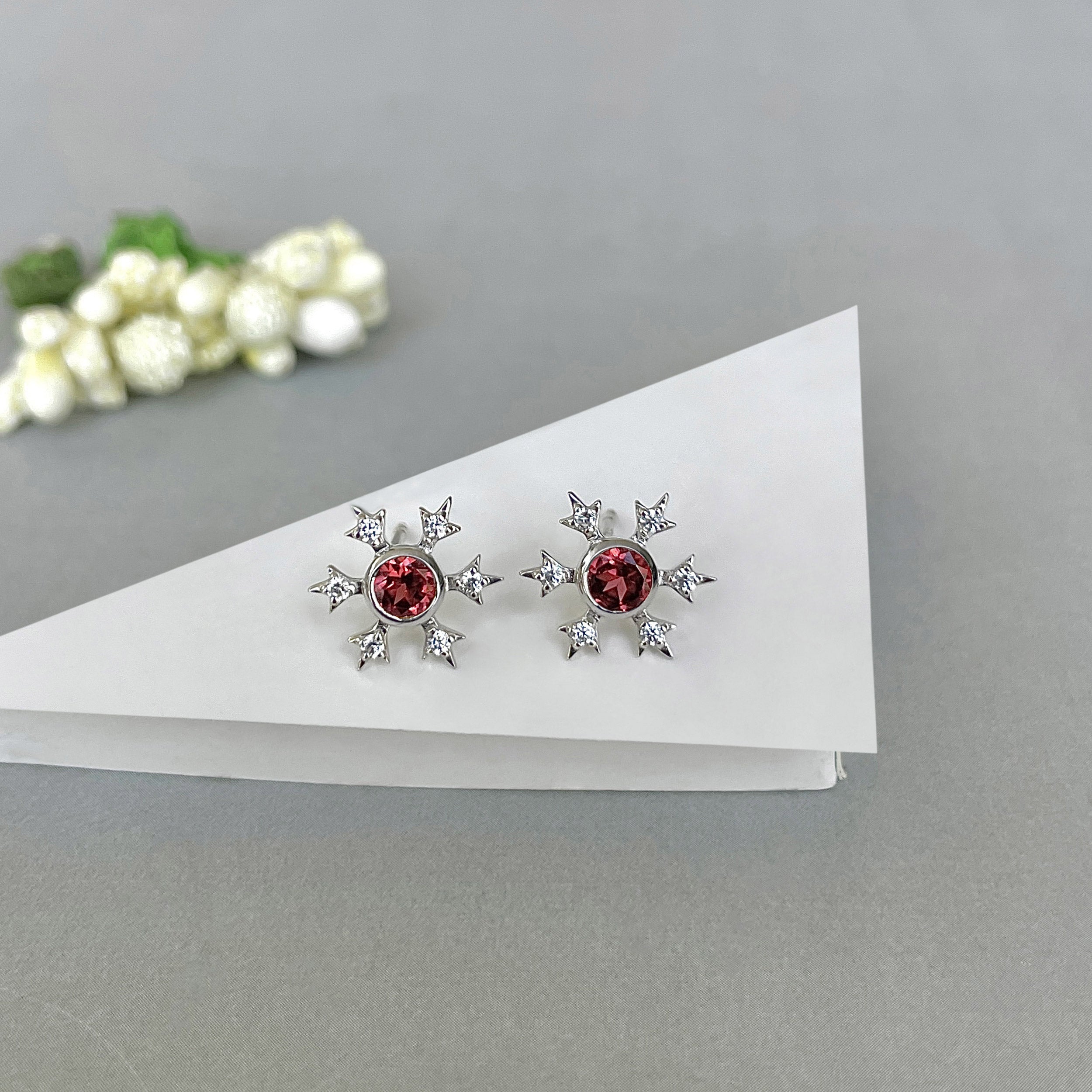 Garnet Stud Earring-(GAR-SE-854.)