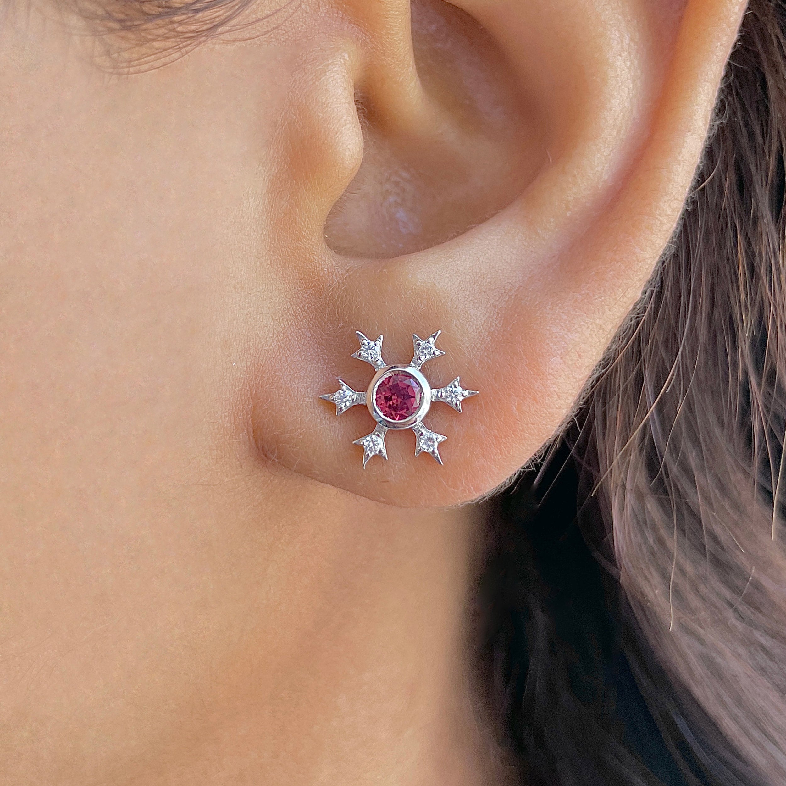 Garnet Stud Earring-(GAR-SE-854.)
