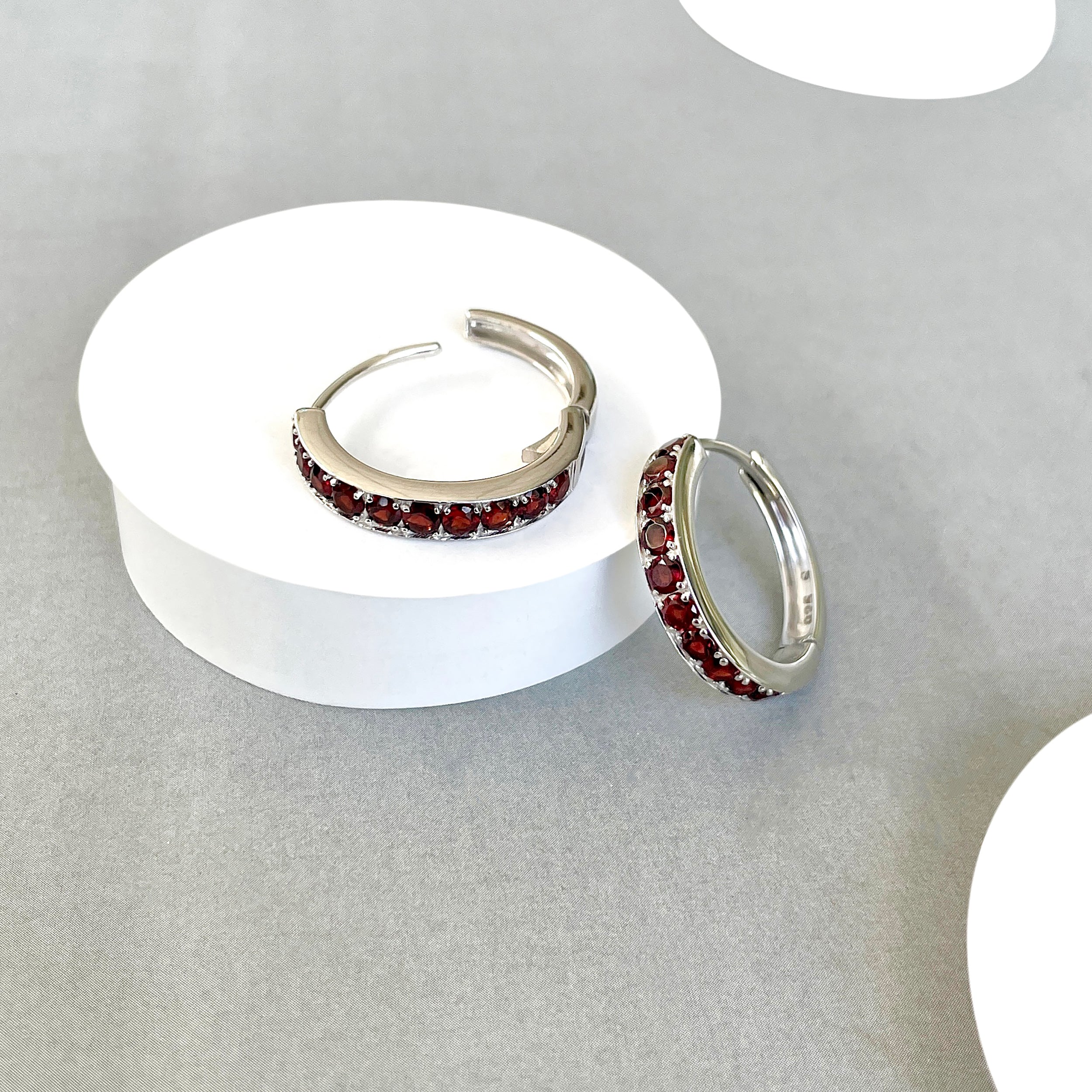 Garnet Hoop Earring-(GAR-SE-970.)