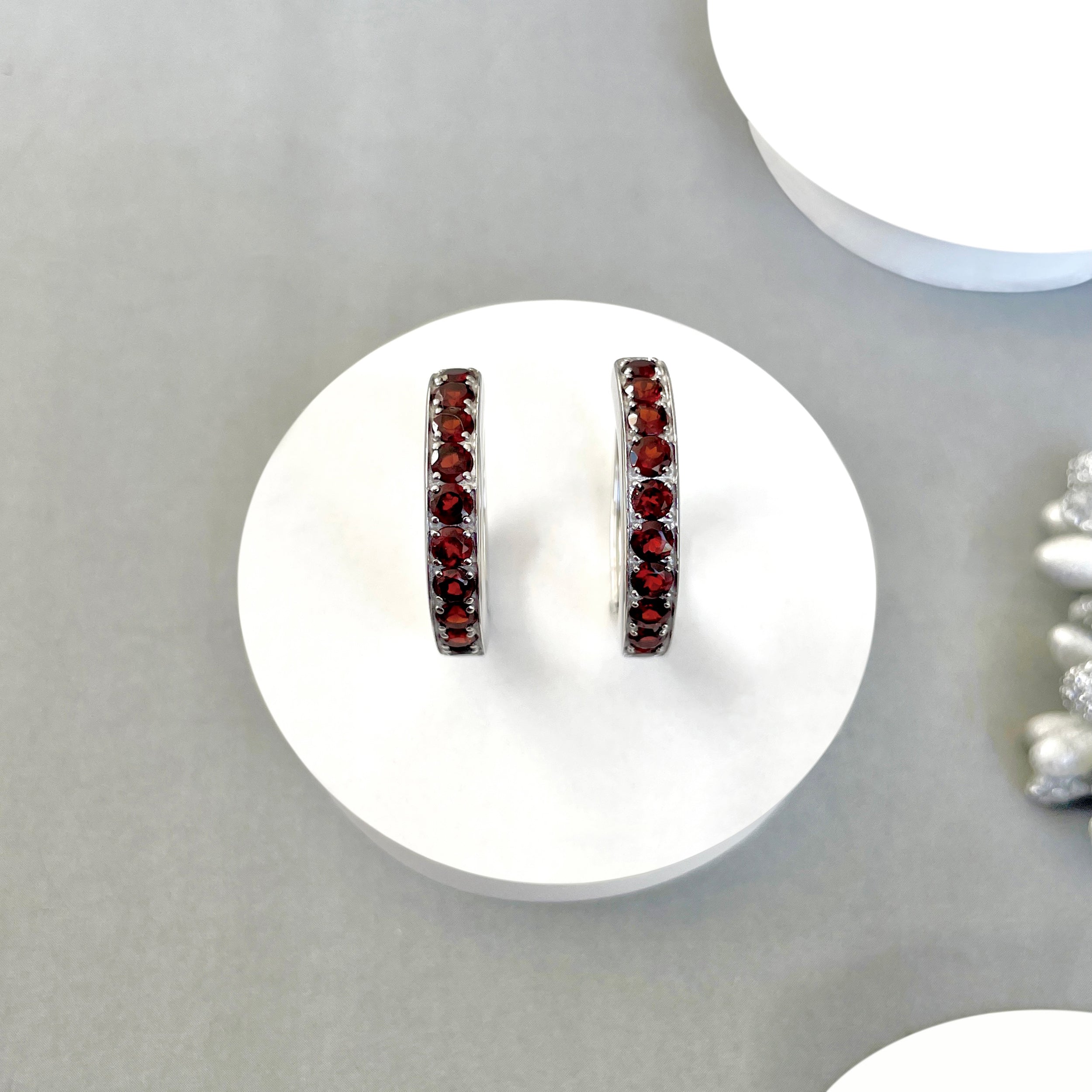 Garnet Hoop Earring-(GAR-SE-970.)