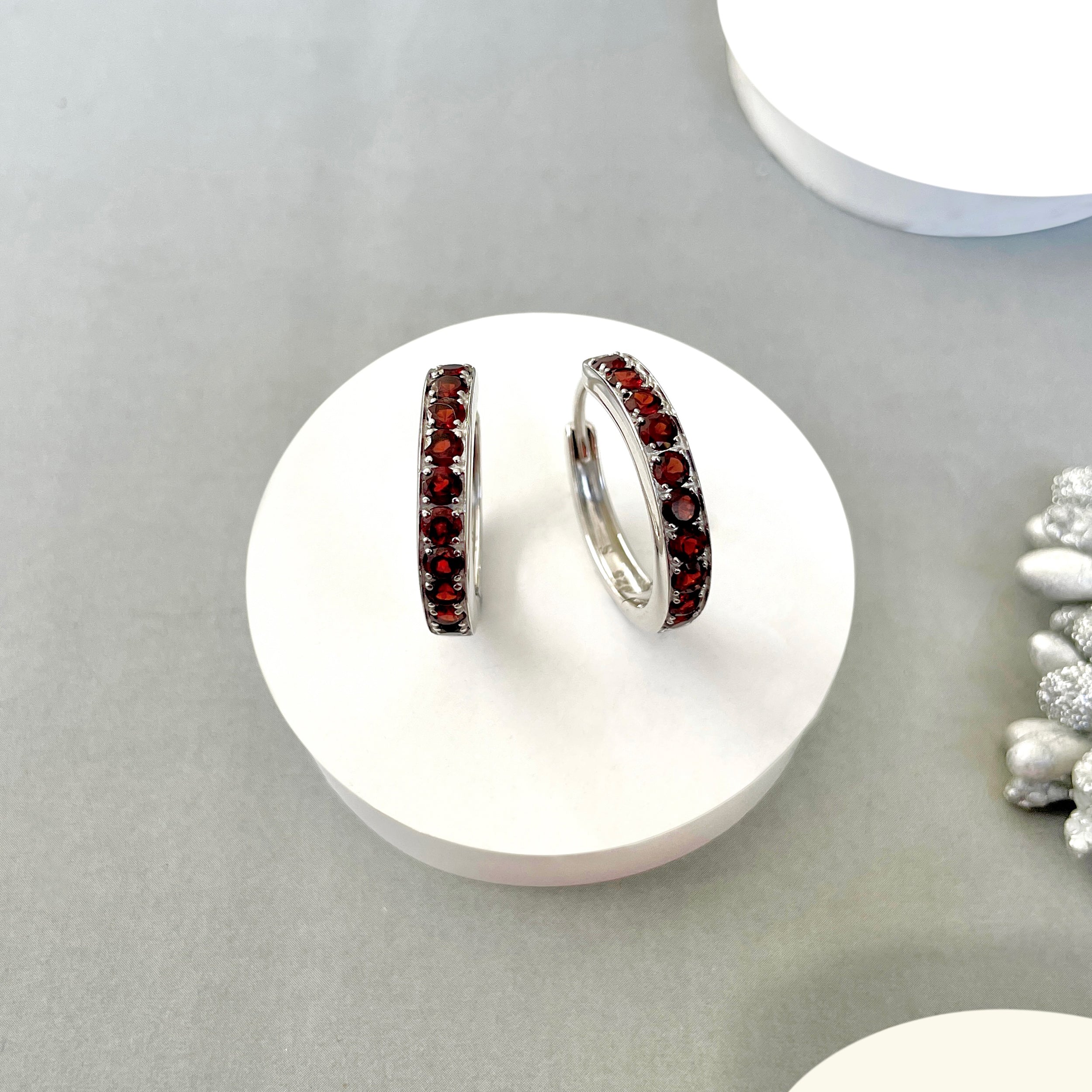 Garnet Hoop Earring-(GAR-SE-970.)