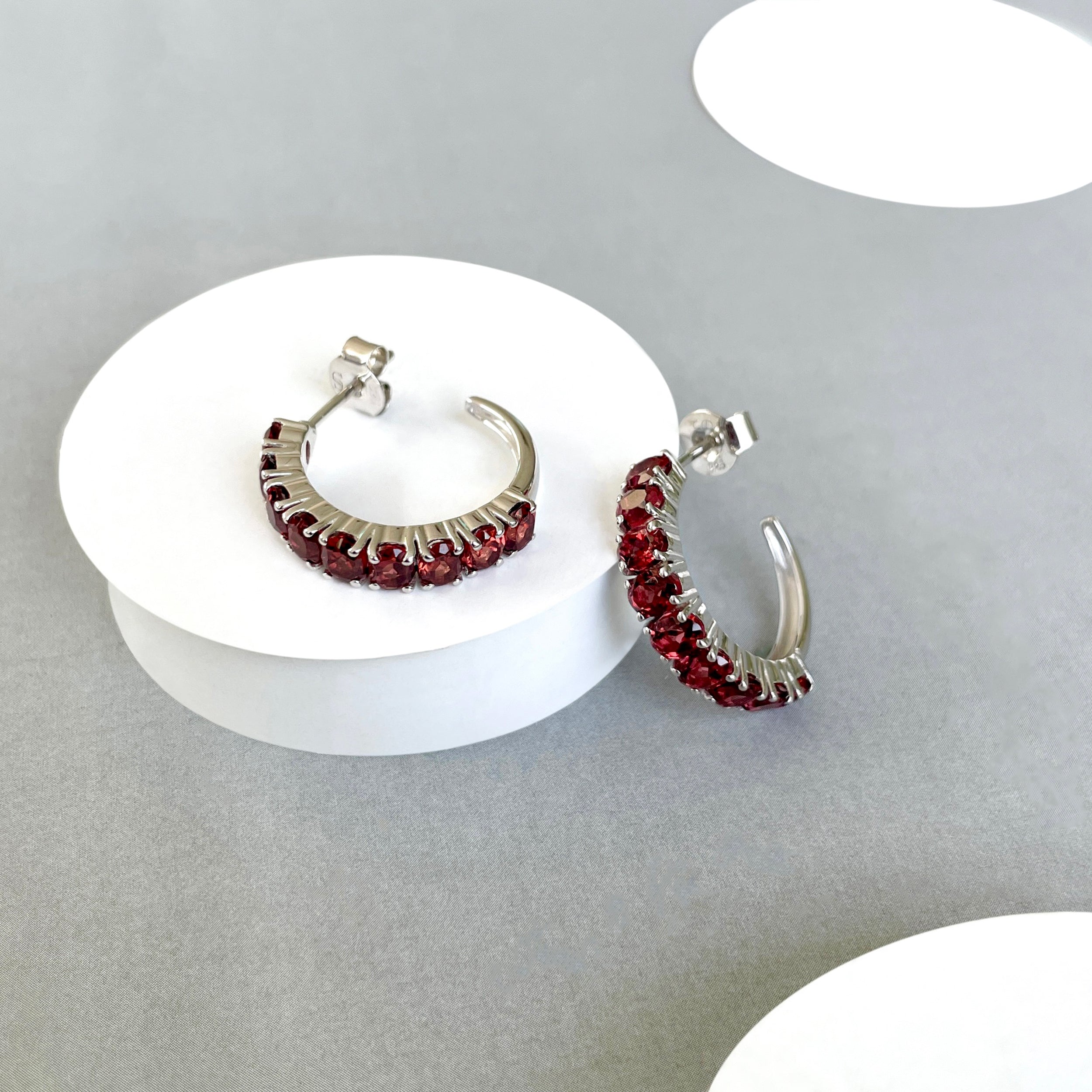 Garnet Hoop Earring-(GAR-SE-975.)