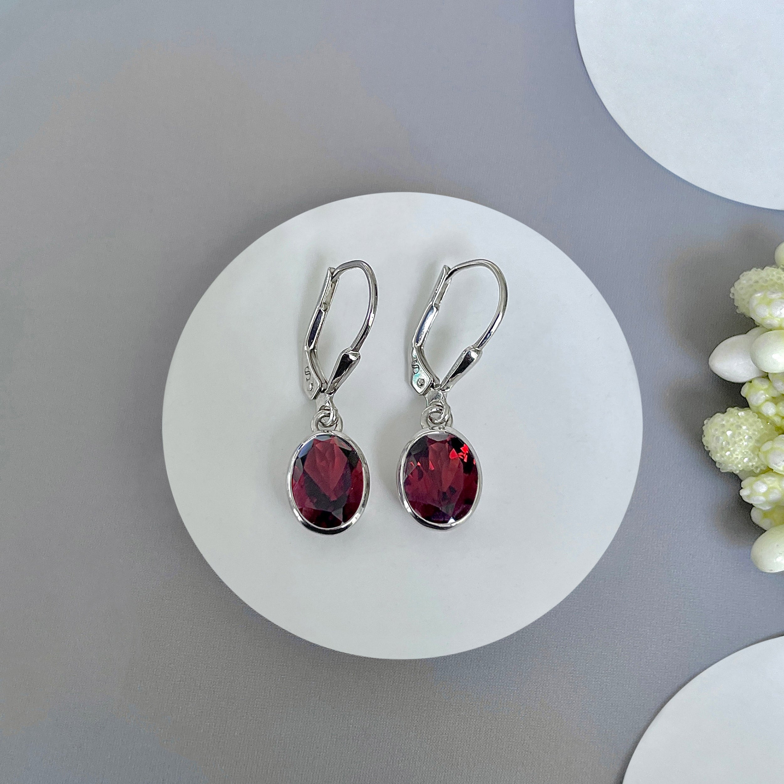 Garnet Leverback Earring-(GAR-SE-998.)
