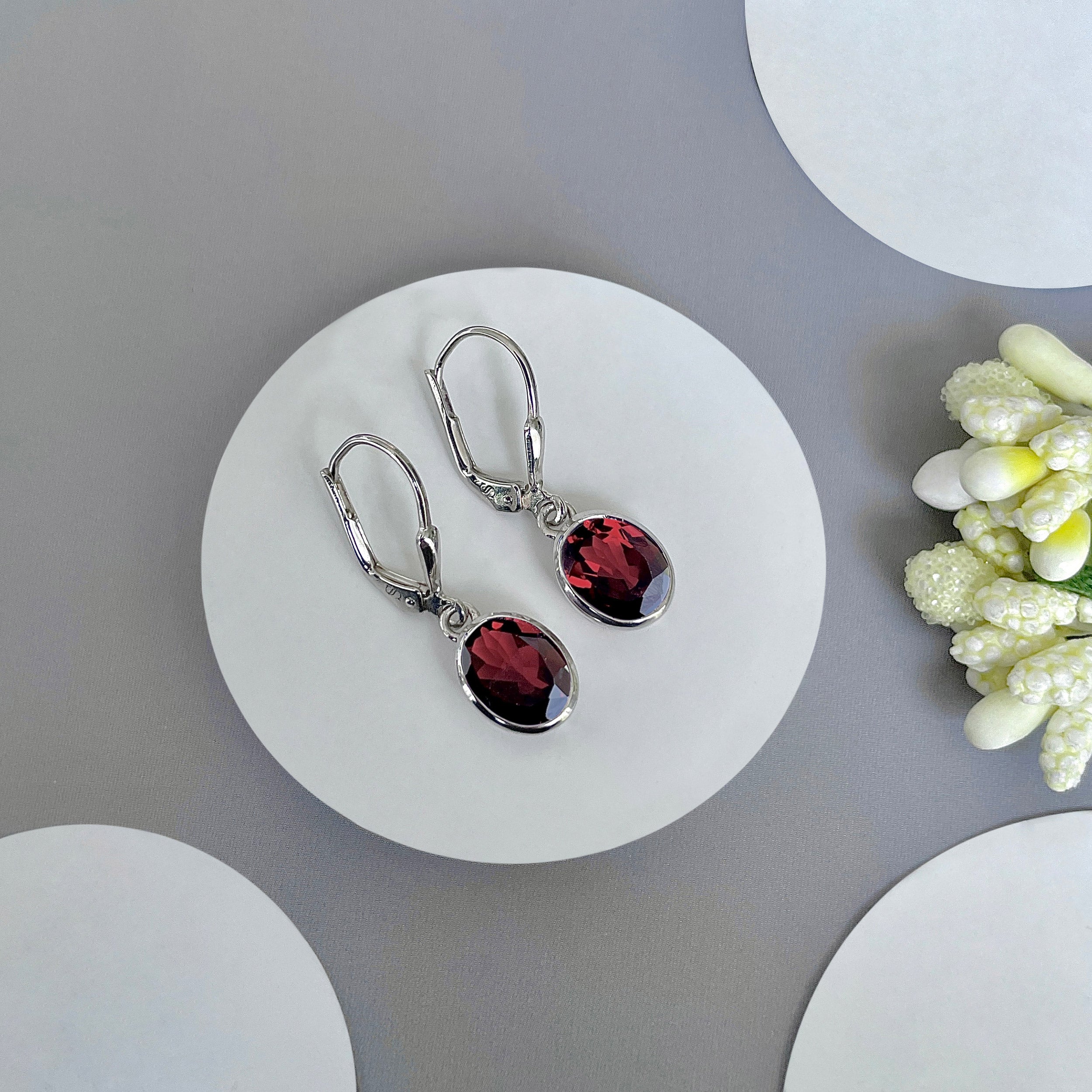 Garnet Leverback Earring-(GAR-SE-998.)