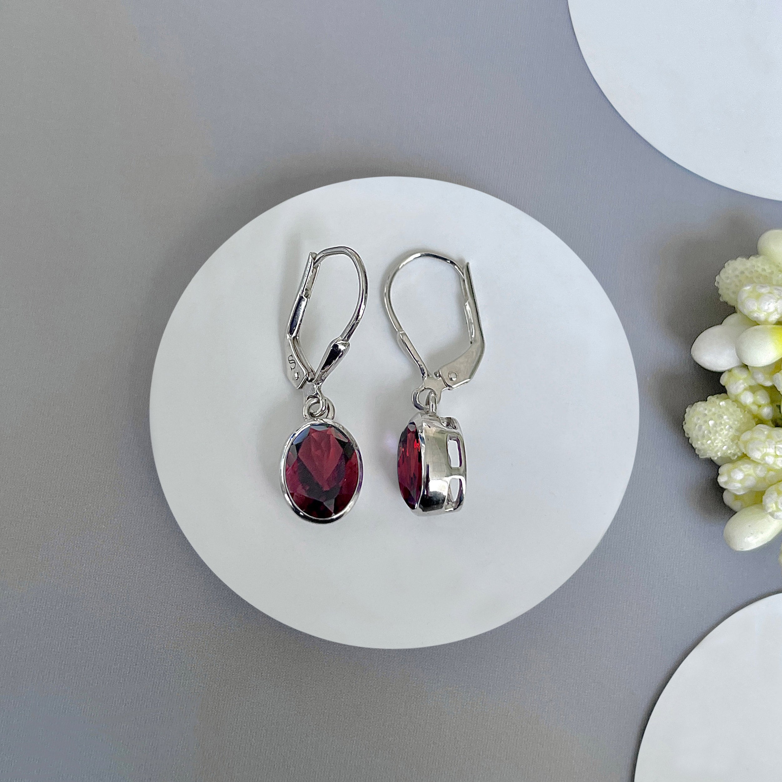 Garnet Leverback Earring-(GAR-SE-998.)