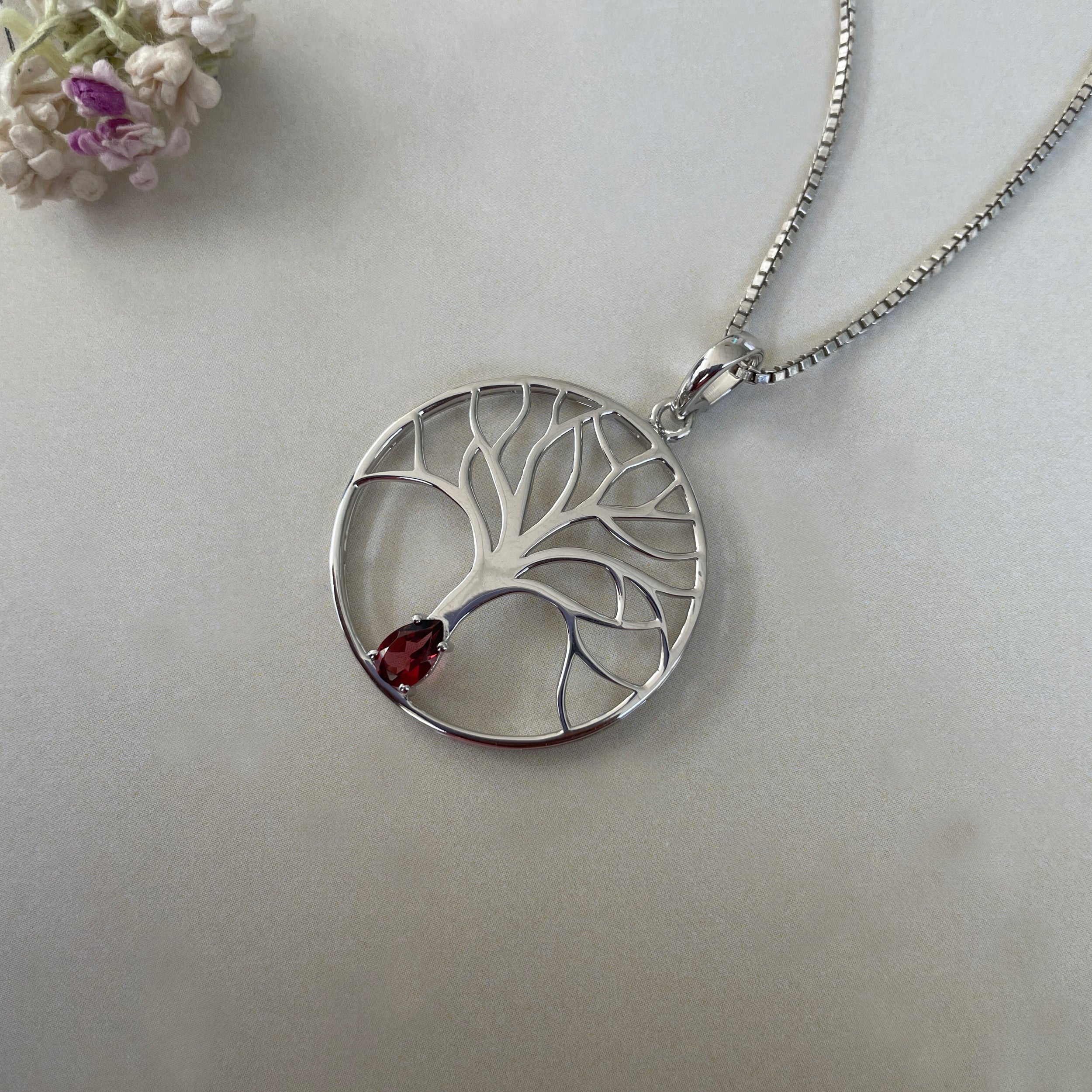Garnet Tree Of Life Pendant-(GAR-SN-154.)