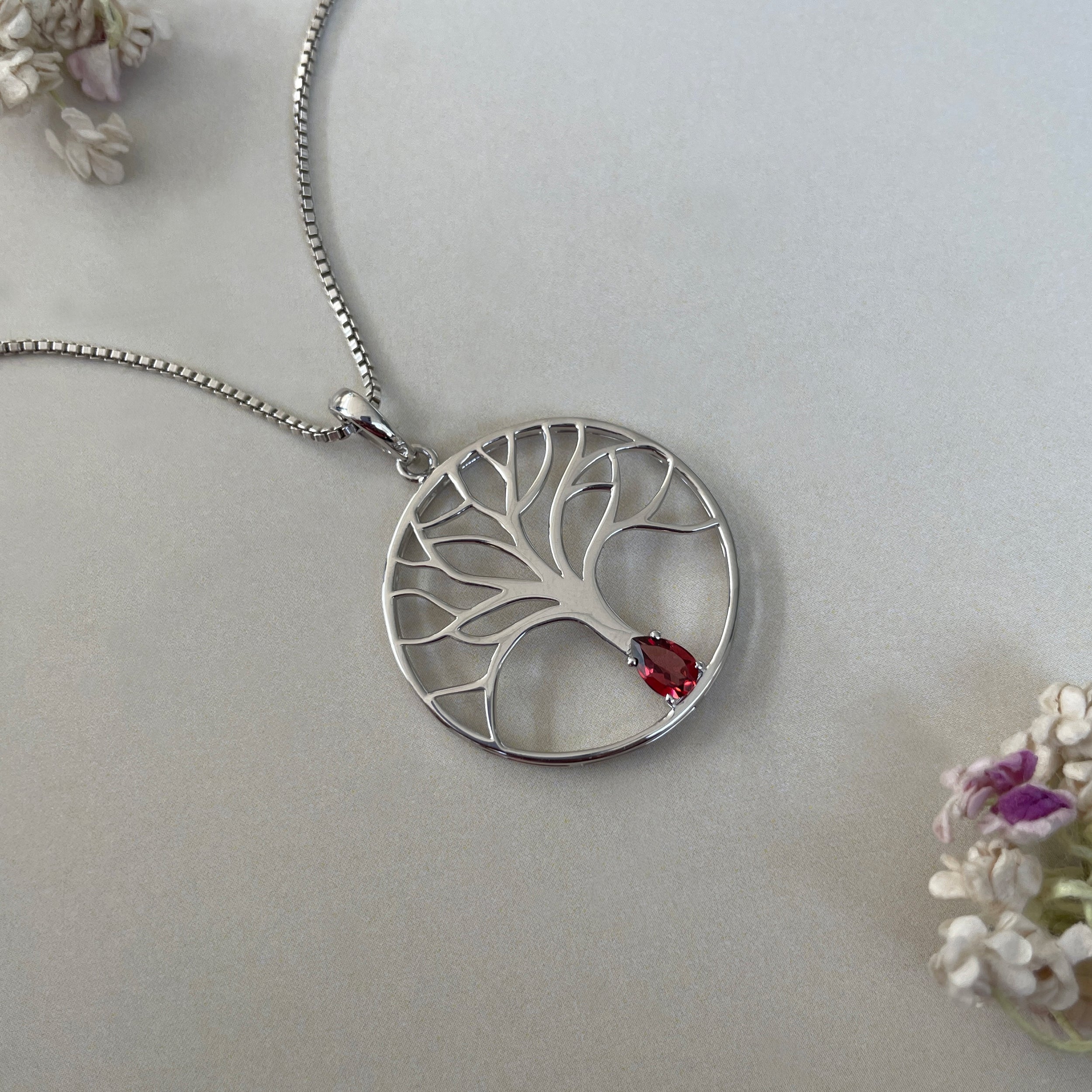 Garnet Tree Of Life Pendant-(GAR-SN-154.)