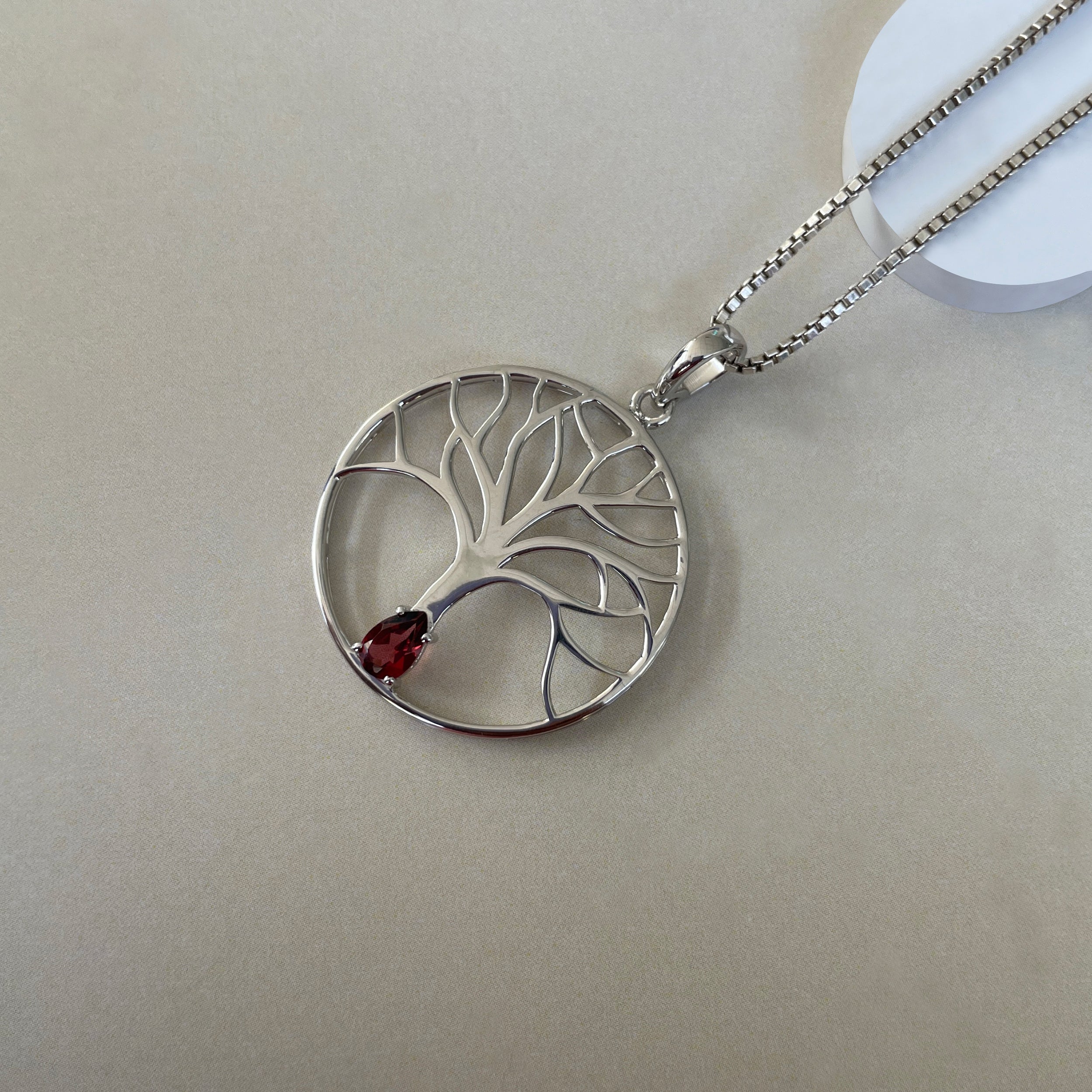 Garnet Tree Of Life Pendant-(GAR-SN-154.)
