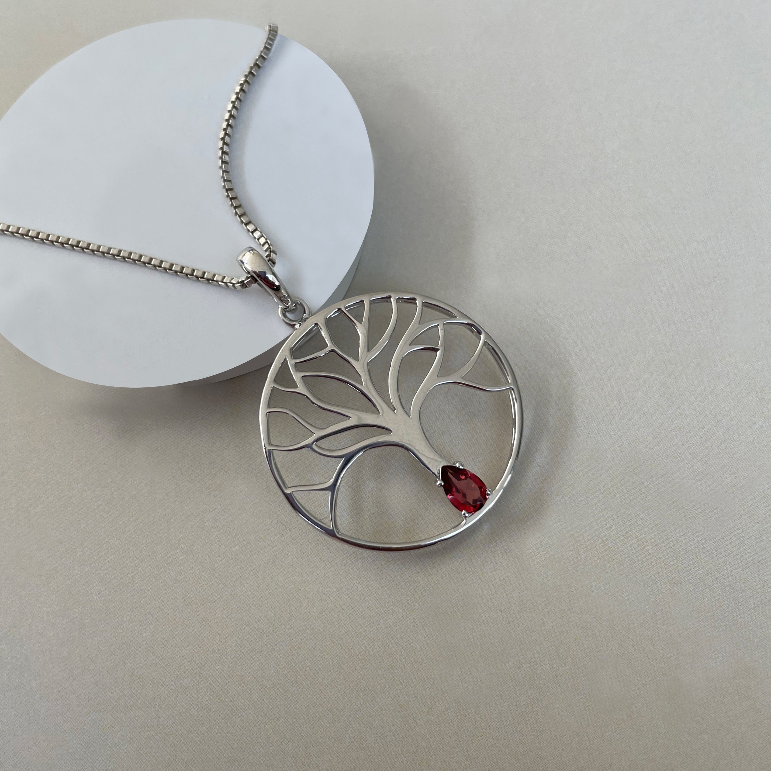 Garnet Tree Of Life Pendant-(GAR-SN-154.)