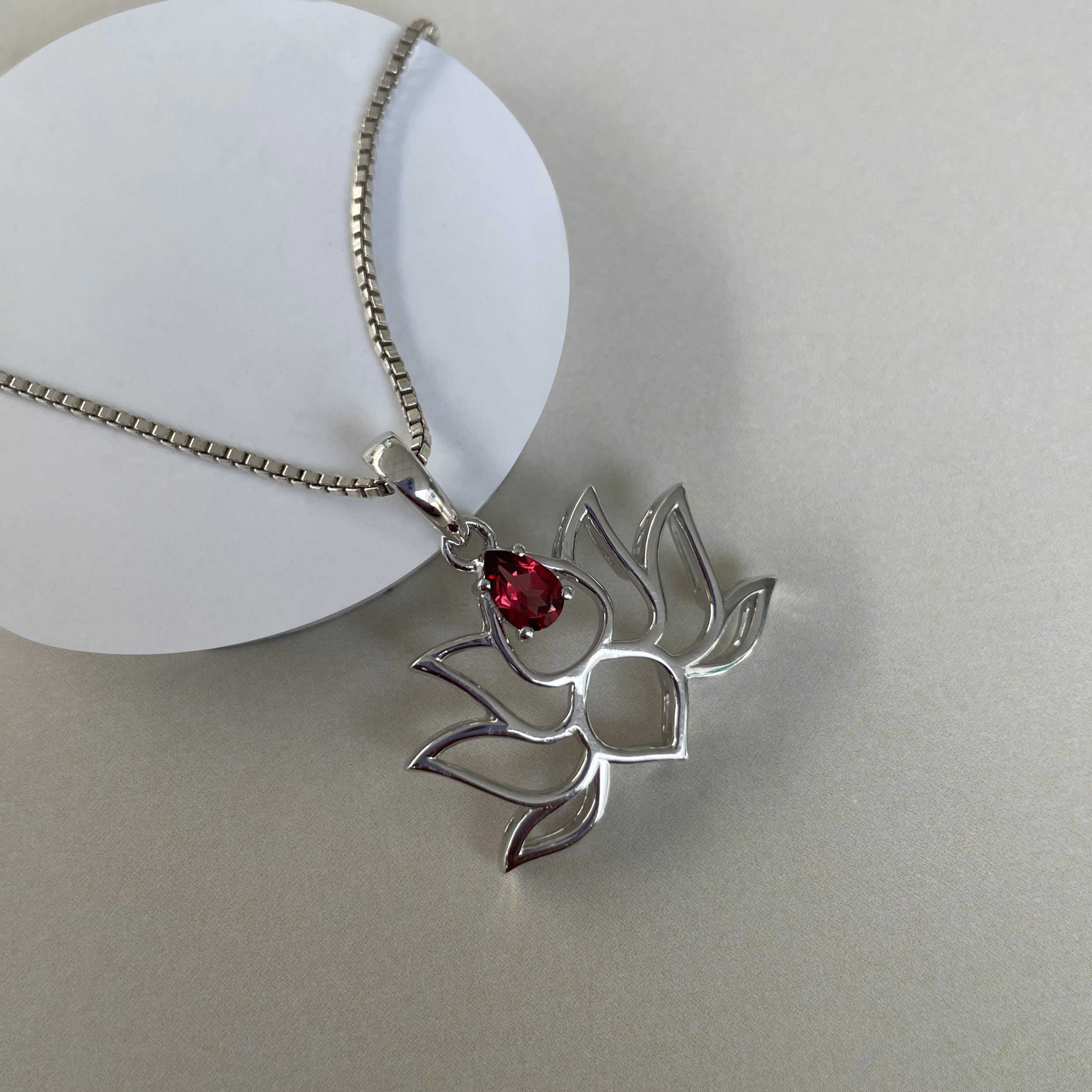 Garnet Lotus Pendant-(GAR-SN-156.)