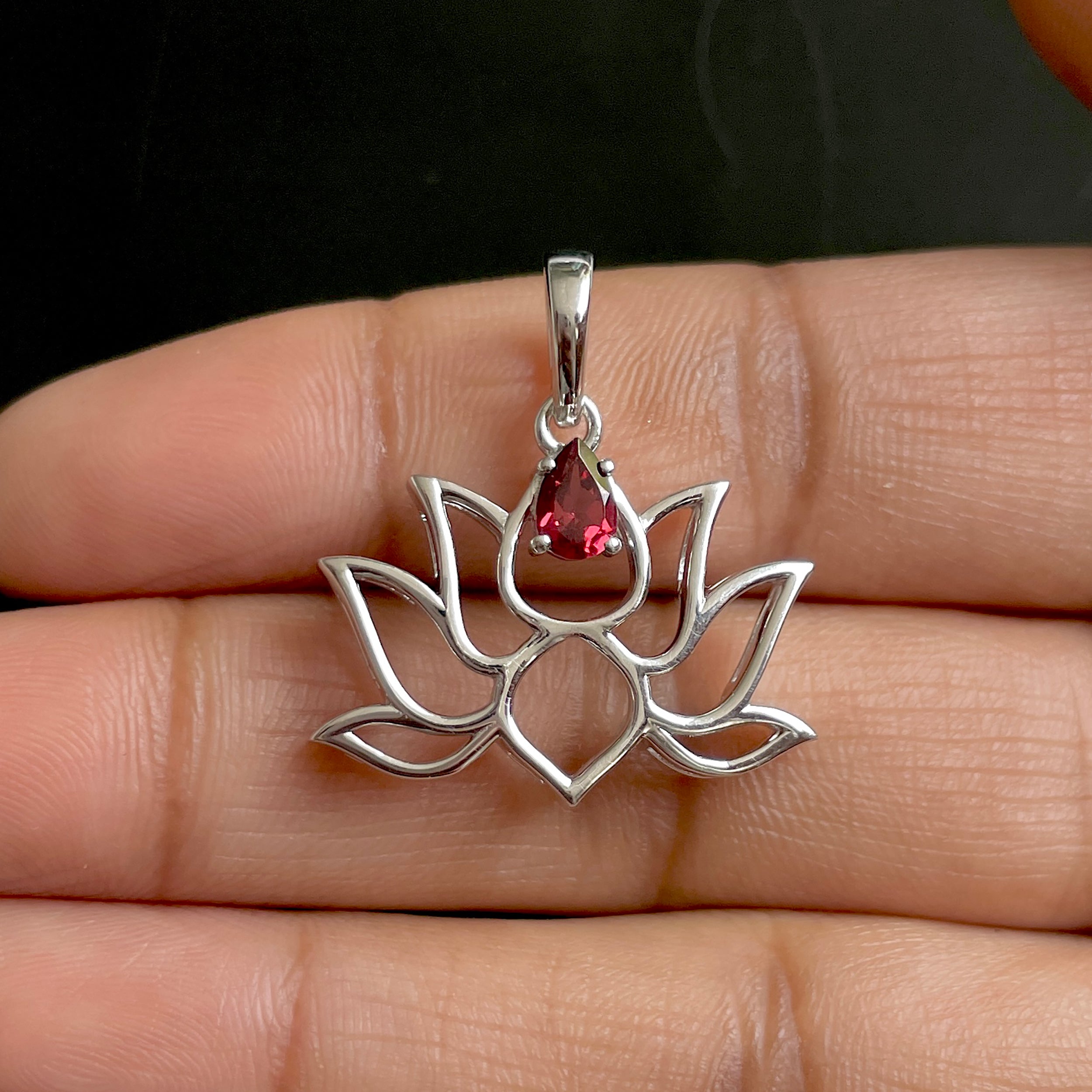 Garnet Lotus Pendant-(GAR-SN-156.)