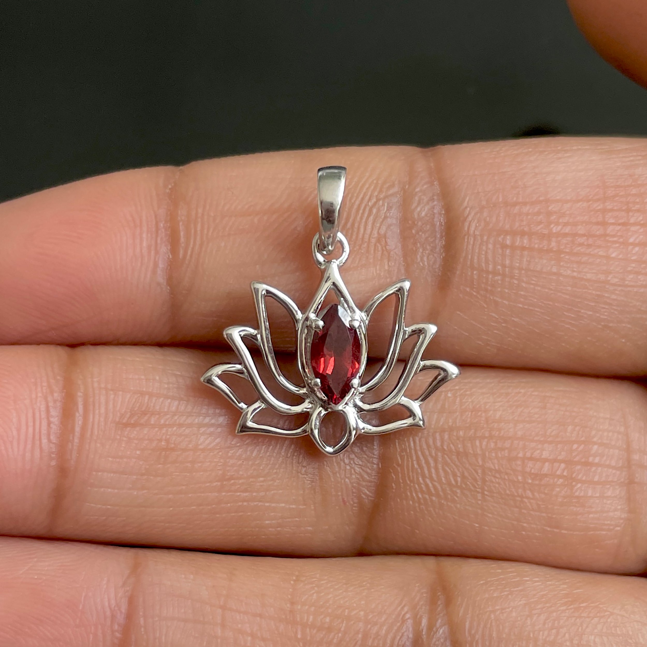 Garnet Lotus Pendant-(GAR-SN-166.)