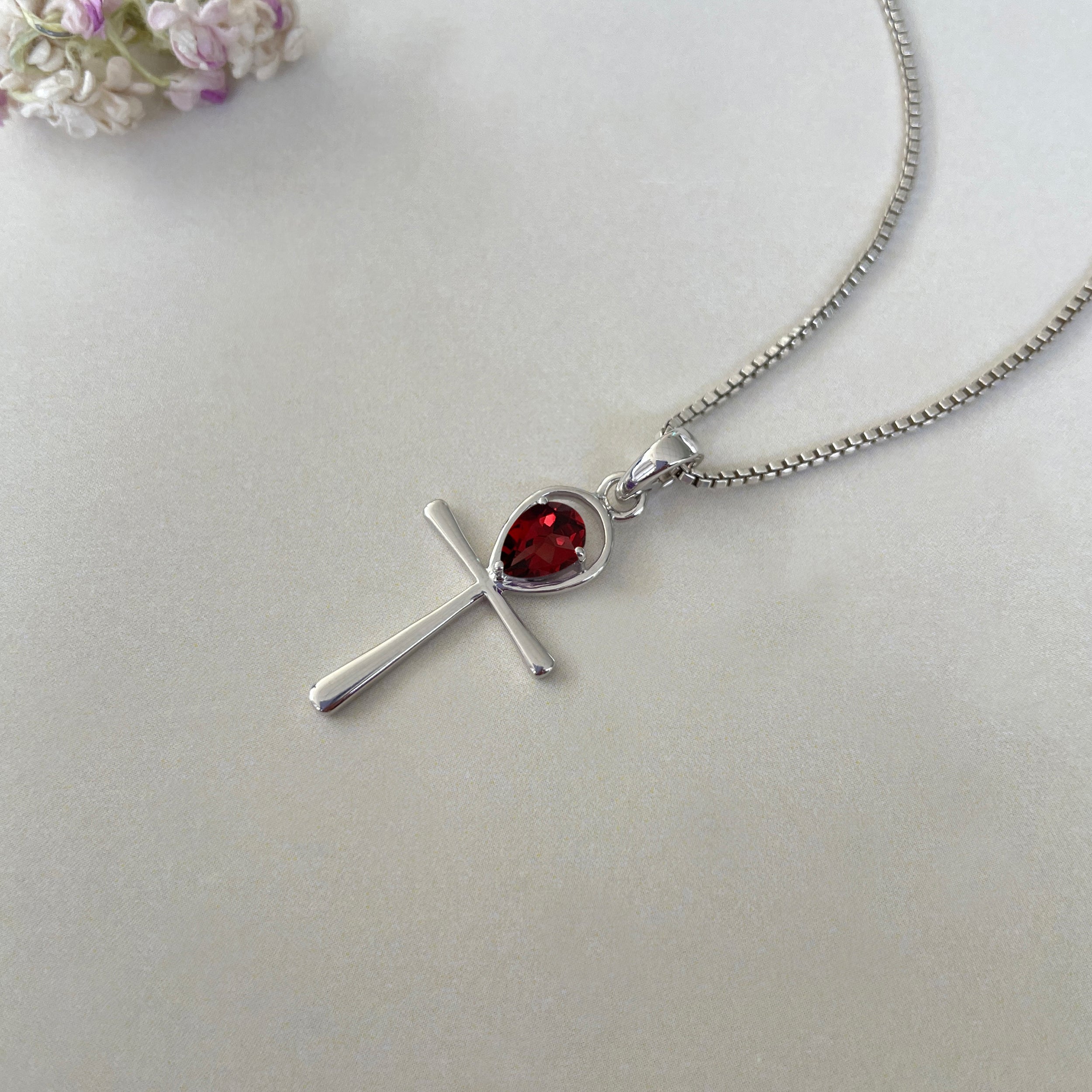 Garnet Ankh Pendant-(GAR-SN-168.)