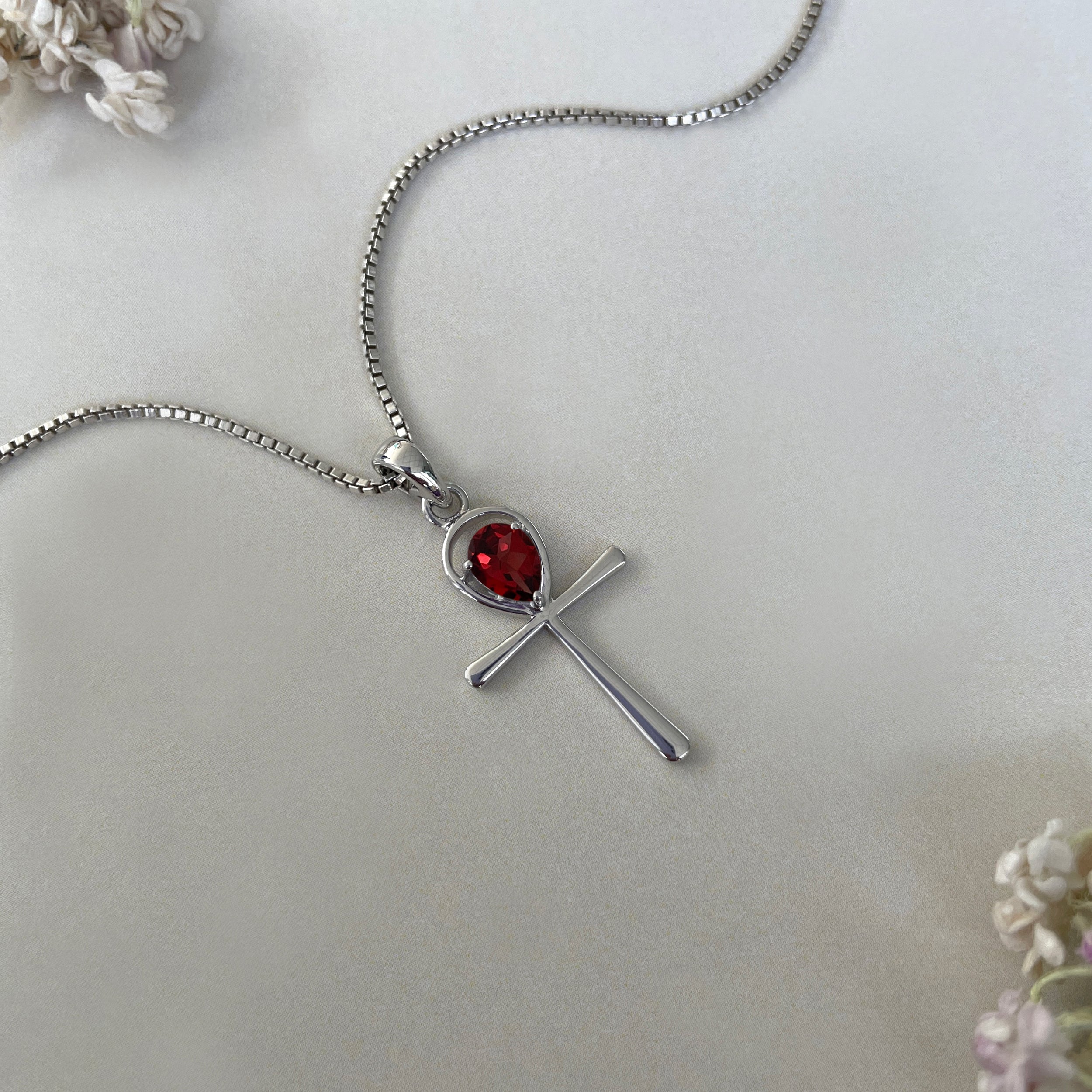 Garnet Ankh Pendant-(GAR-SN-168.)