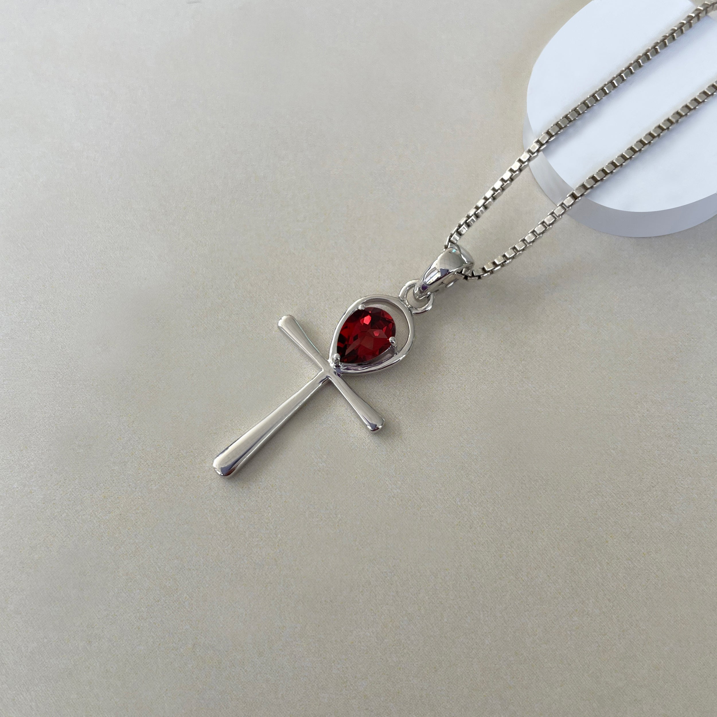 Garnet Ankh Pendant-(GAR-SN-168.)