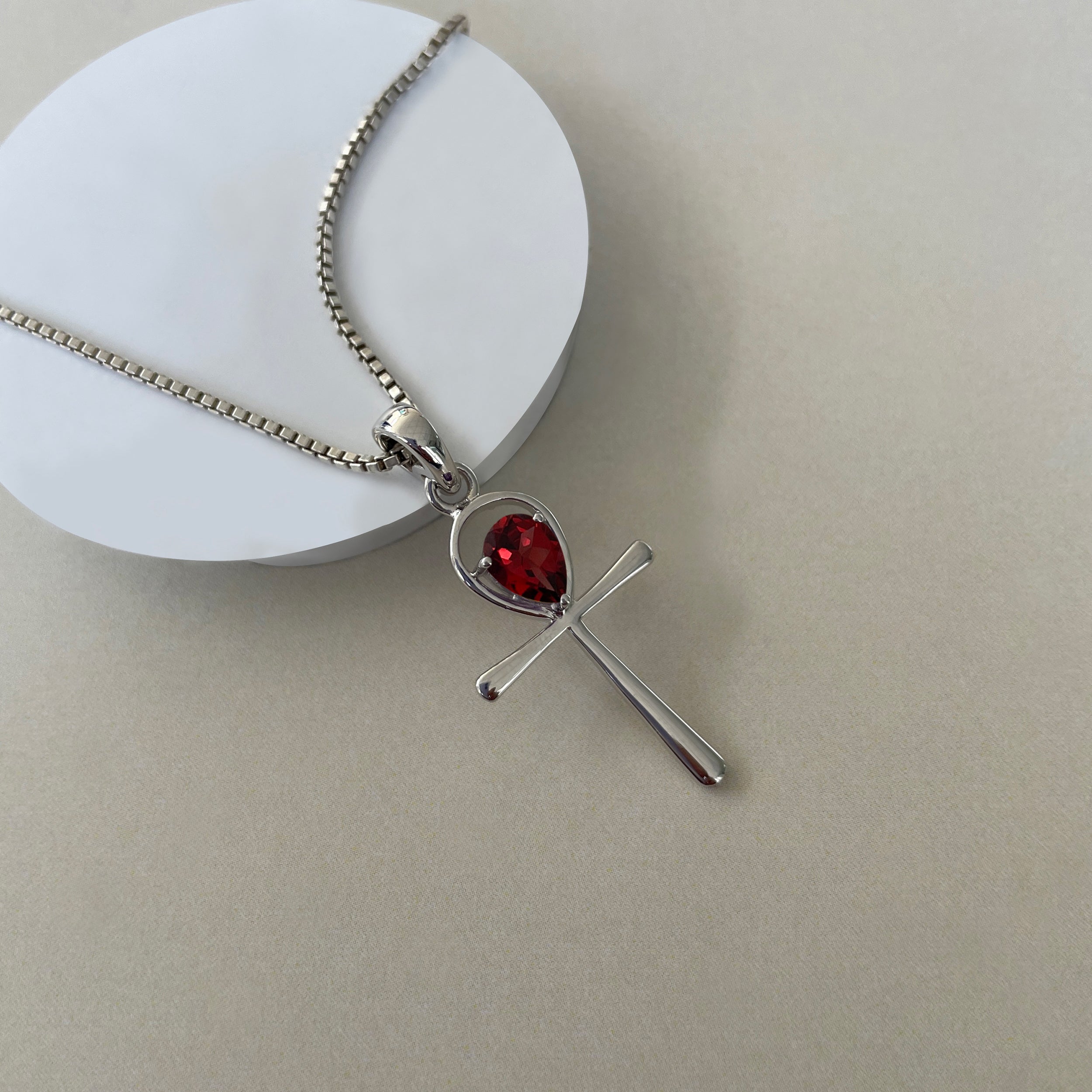 Garnet Ankh Pendant-(GAR-SN-168.)