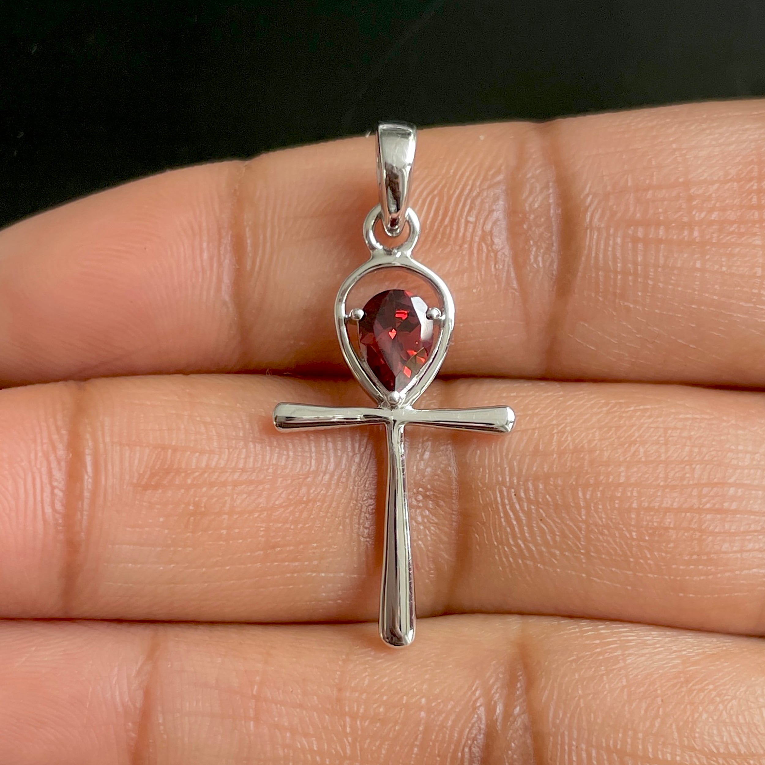 Garnet Ankh Pendant-(GAR-SN-168.)