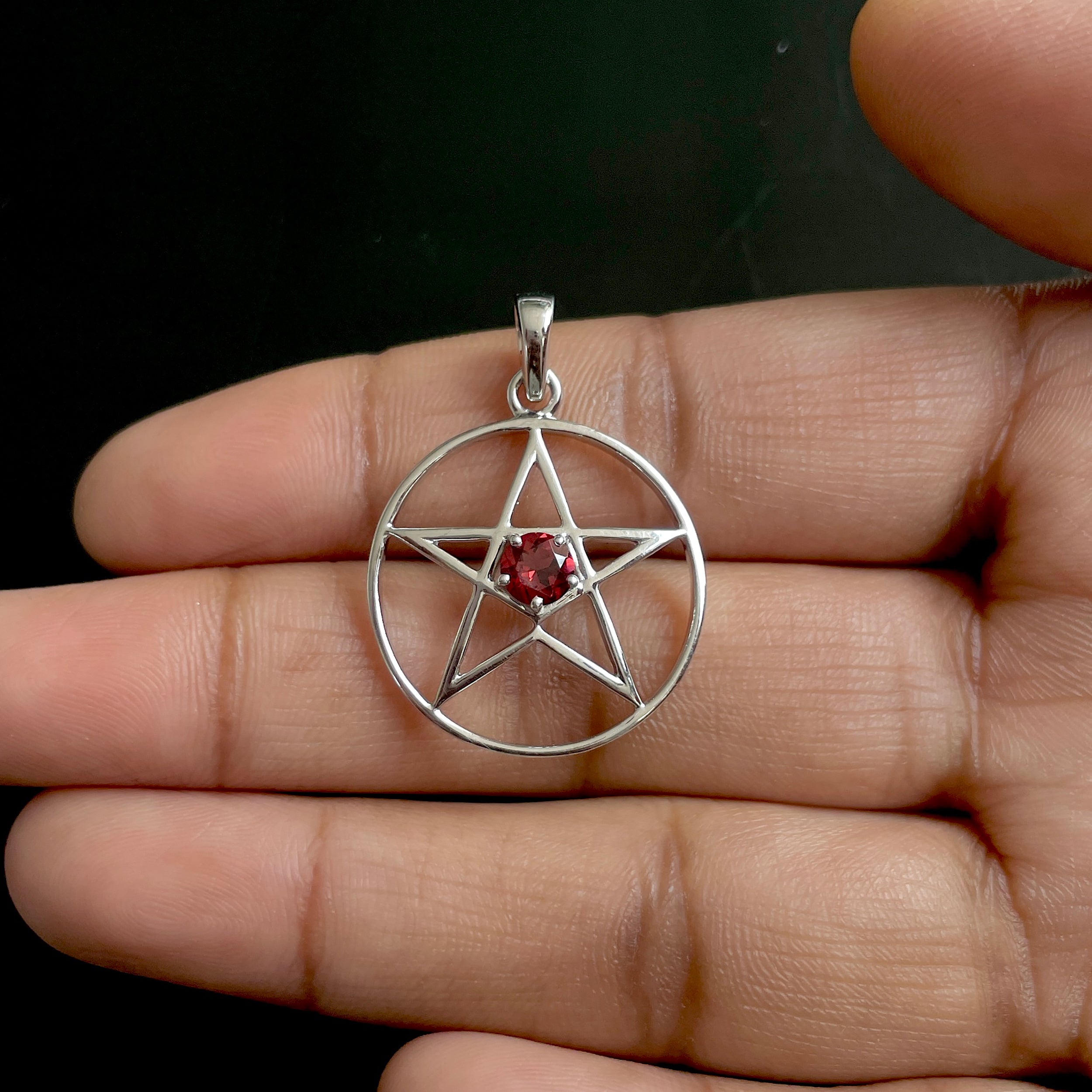 Garnet Pentacle Pendant-(GAR-SN-171.)