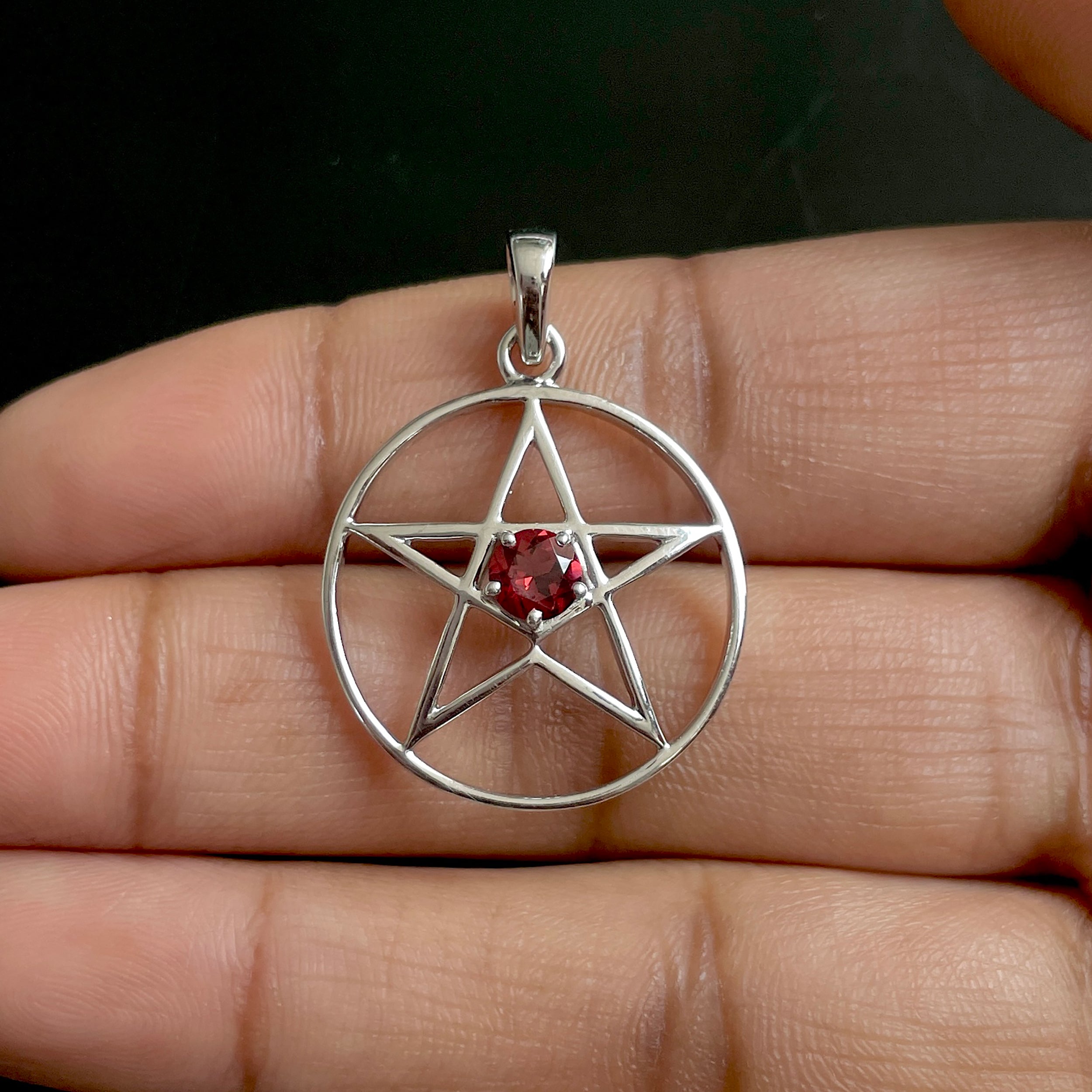 Garnet Pentacle Pendant-(GAR-SN-171.)