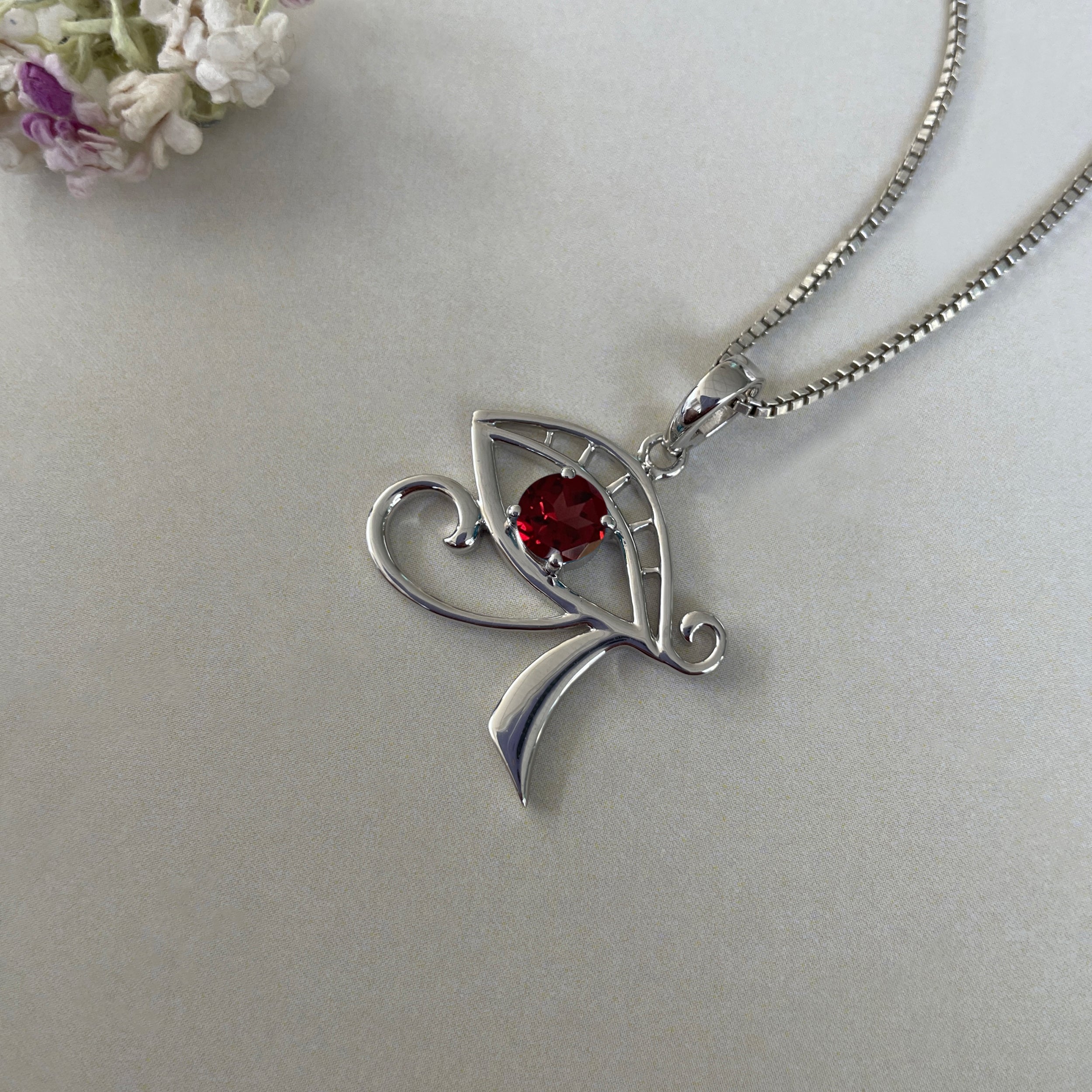 Garnet Eye Of Horus Pendant-(GAR-SN-173.)