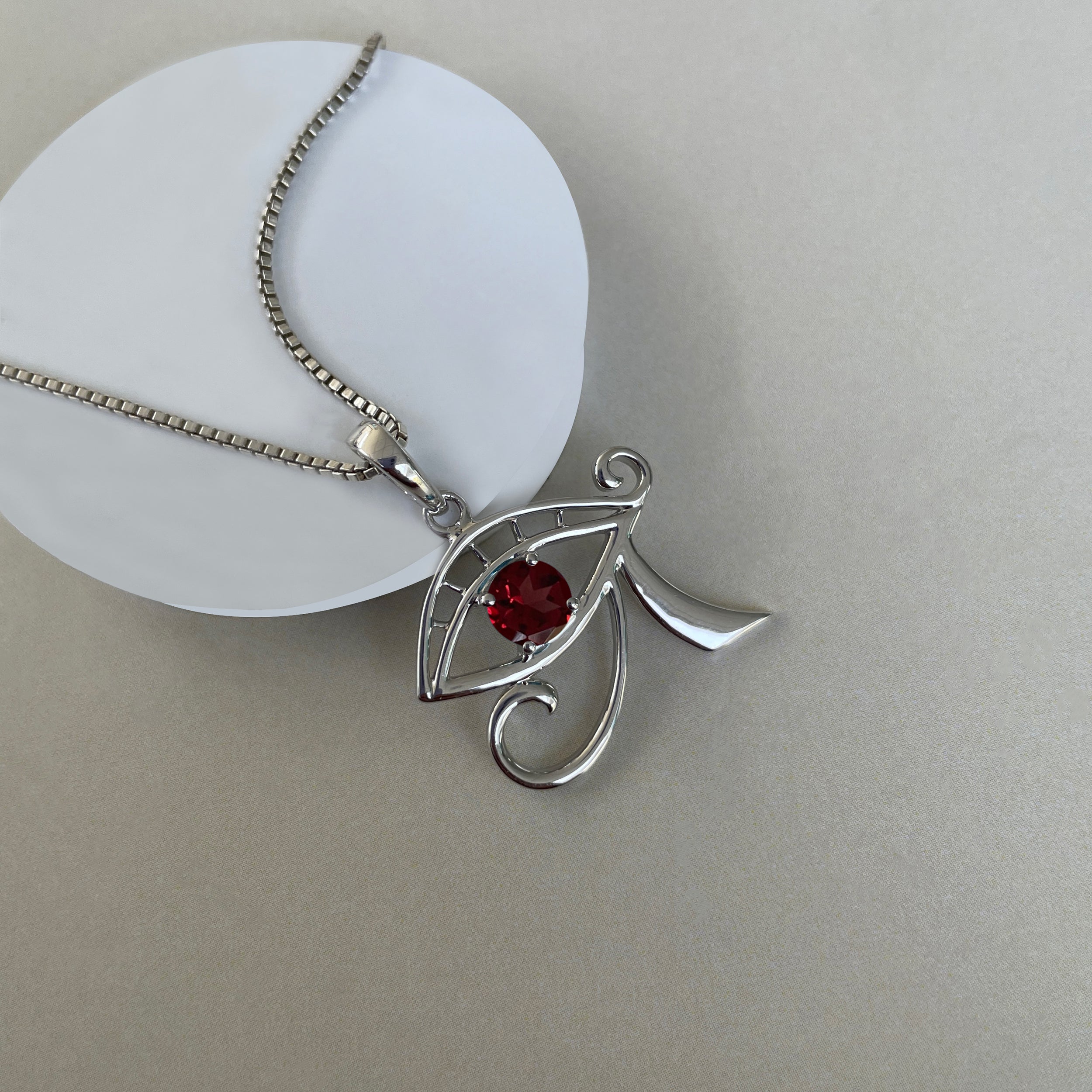 Garnet Eye Of Horus Pendant-(GAR-SN-173.)