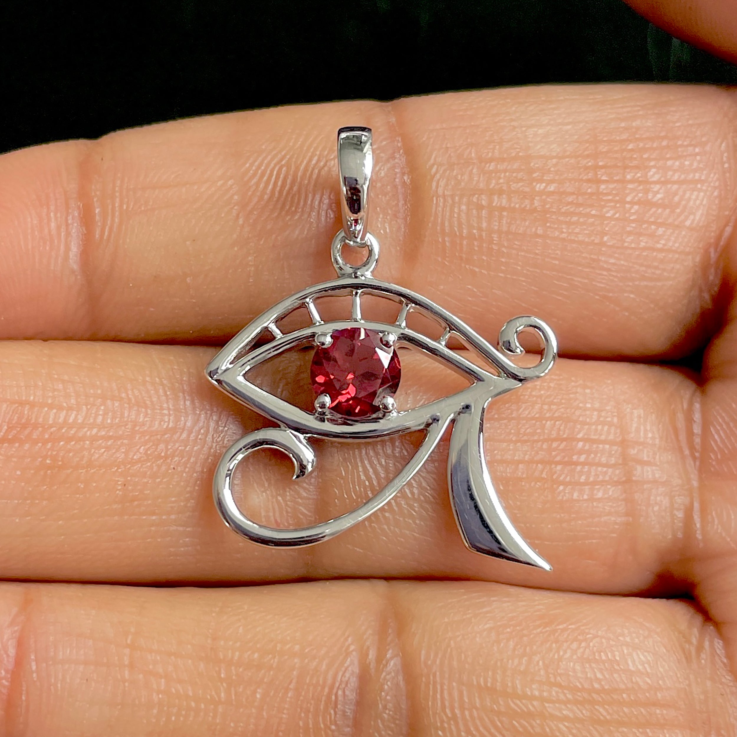 Garnet Eye Of Horus Pendant-(GAR-SN-173.)