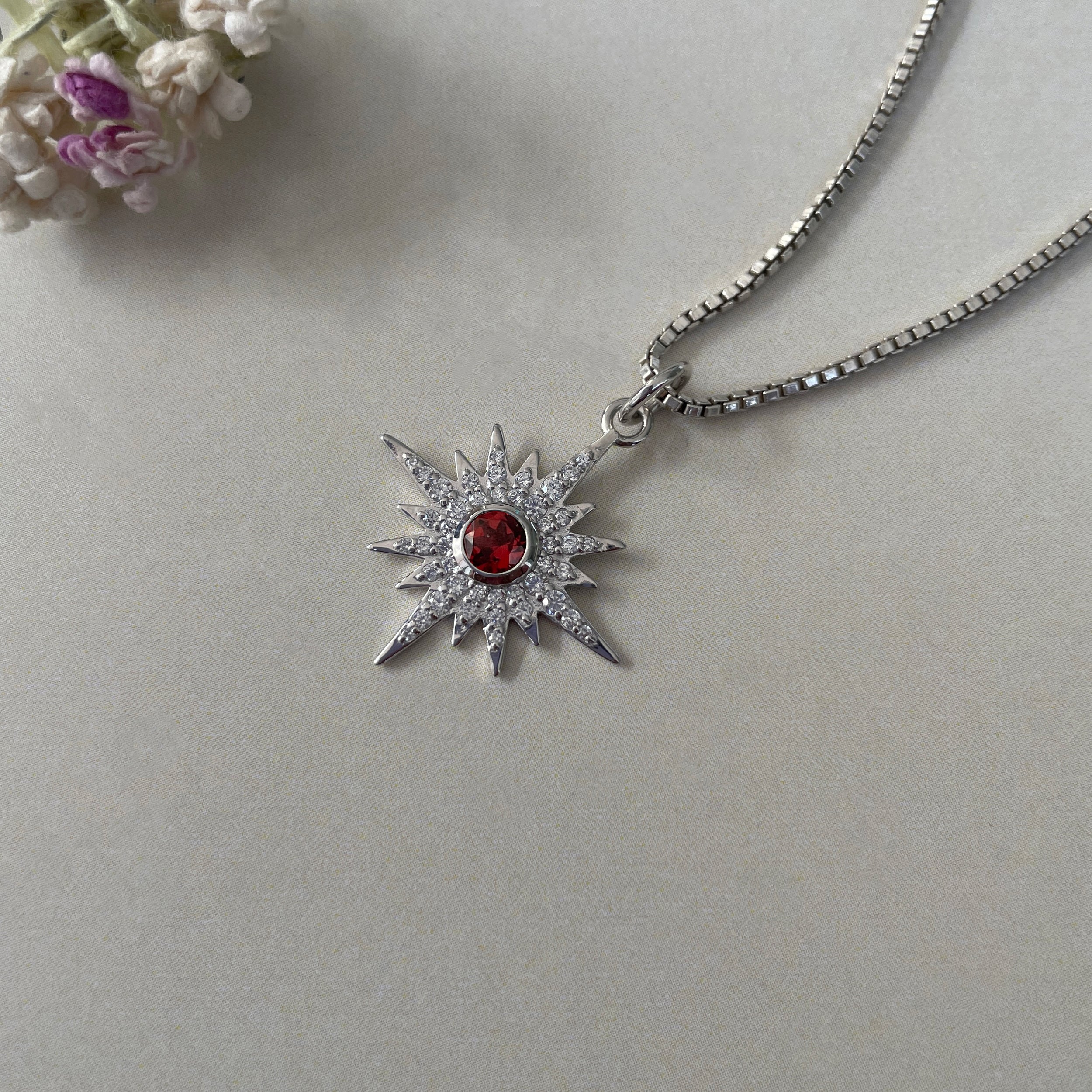 Garnet North Star Pendant-(GAR-SP-693.)