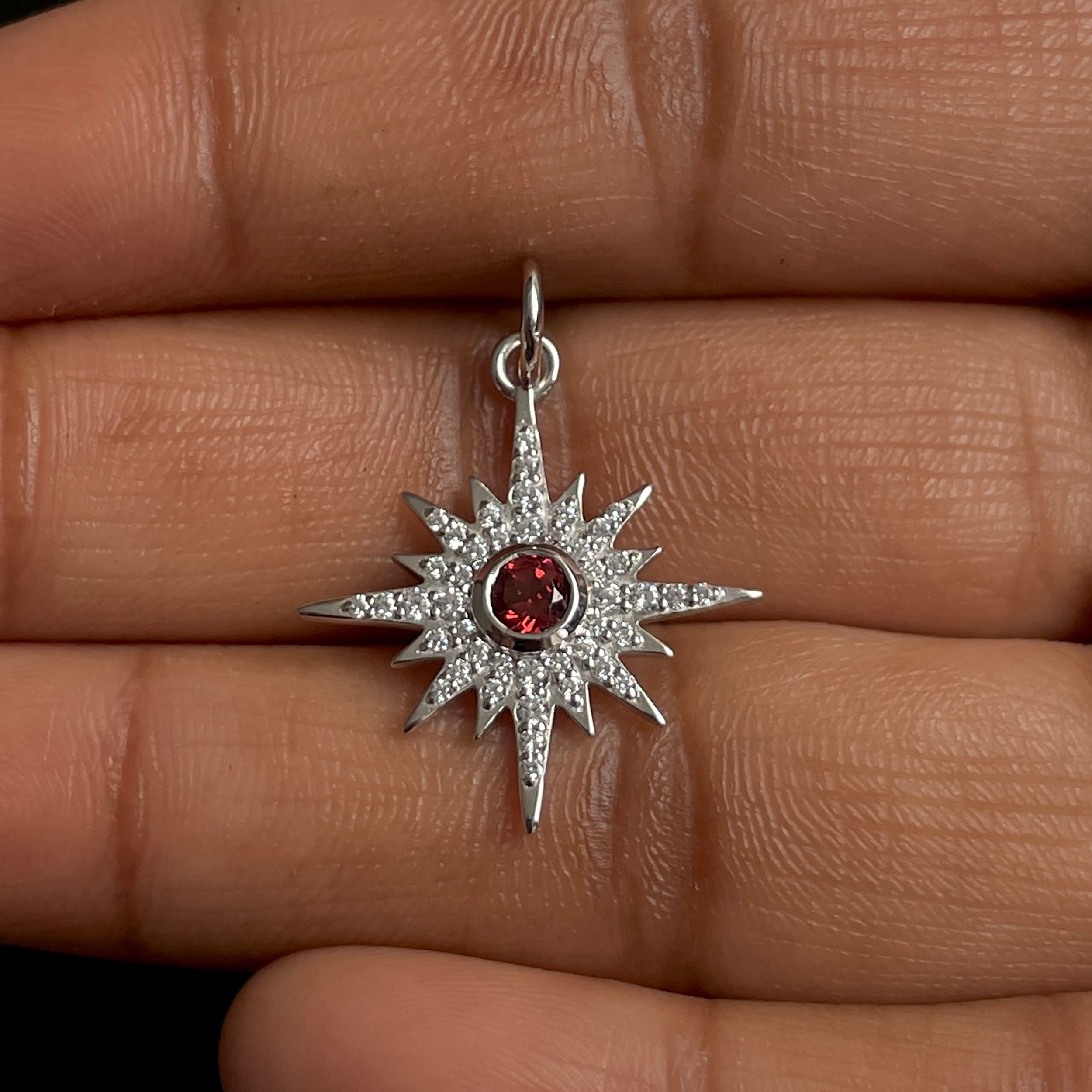 Garnet North Star Pendant-(GAR-SP-693.)
